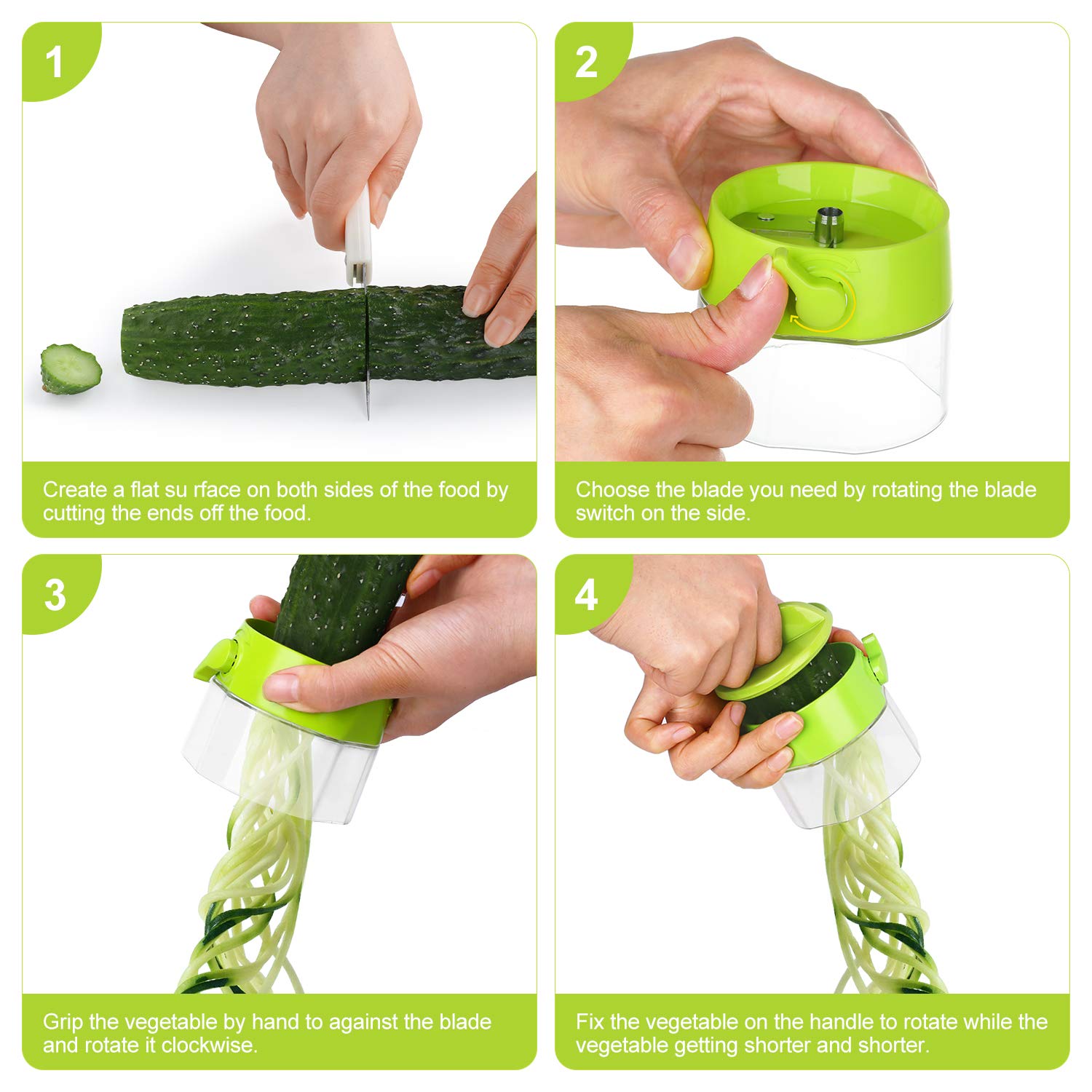 Spiralizer for Veggies, 4 in 1 Zoodles Zucchini Noodle Maker, Zucchini Spiralizer for Veggies Noodles