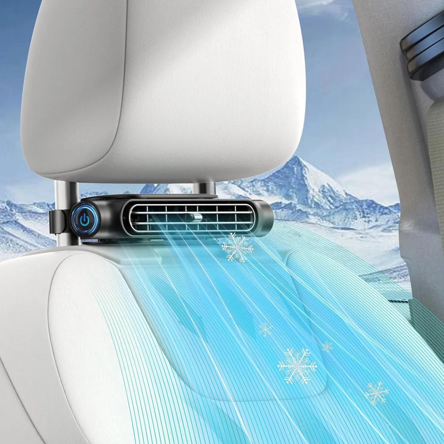 Autoventilator für Fahrer- und Beifahrersitz – Mini tragbarer USB-Rücksitzkühlventilator für Kinder, Babys, leiser Kopfstützen-Halsventilator mit 3 einstellbaren Windgeschwindigkeiten für alle Autos, Fahrzeuge, Jeeps, Vans, Wohnmobile, LKWs