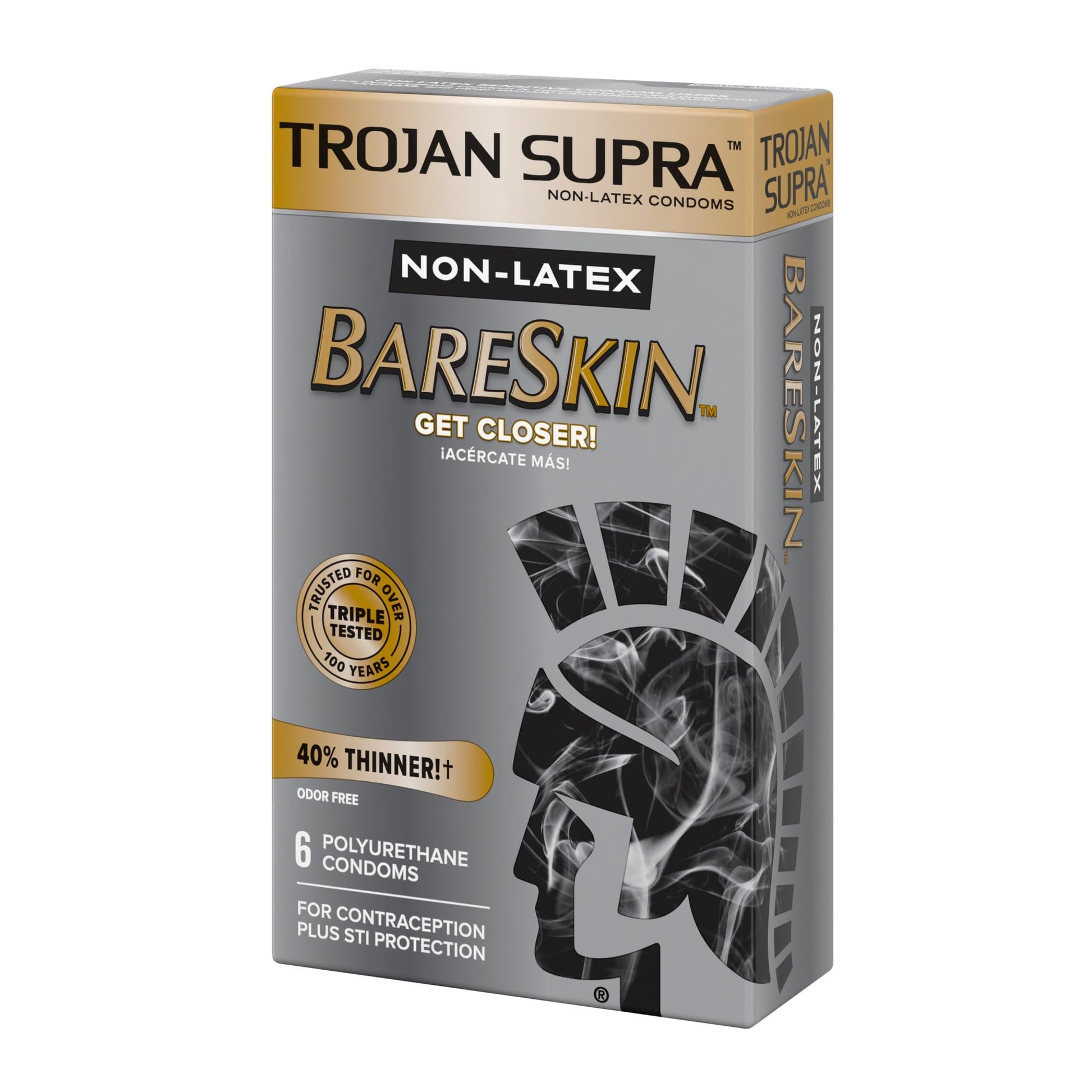 Trojan Supra Non-Latex Bareskin Lubricated Condoms, 6 ct