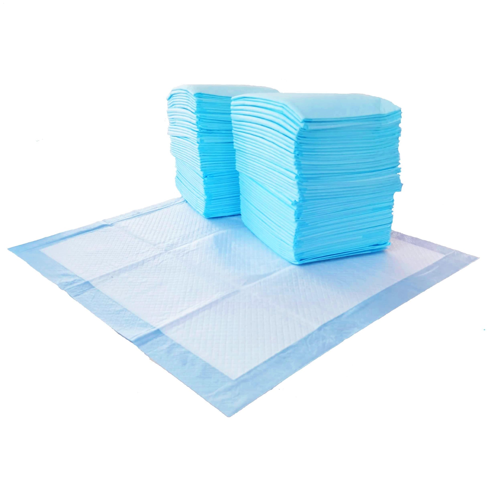Amazon Basics Absorbent Puppy Pads for Potty Training and Incontinence, 5-Layer Leak-Proof Design, Quick-Dry Surface, Regular Size, 22 x 22 Inch, Scented, Pack of 100, Blue & White