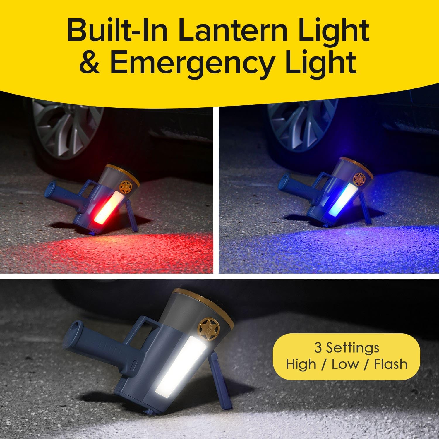 Star Patrol Mega-Bright Rechargeable Spotlight, AS-SEEN-ON-TV, Tactical & Emergency Flashlight, 10 Modes, Turbo Boost Up to 100%, Built-in Kickstand & Phone Charger, for Camping, Emergencies, Walking