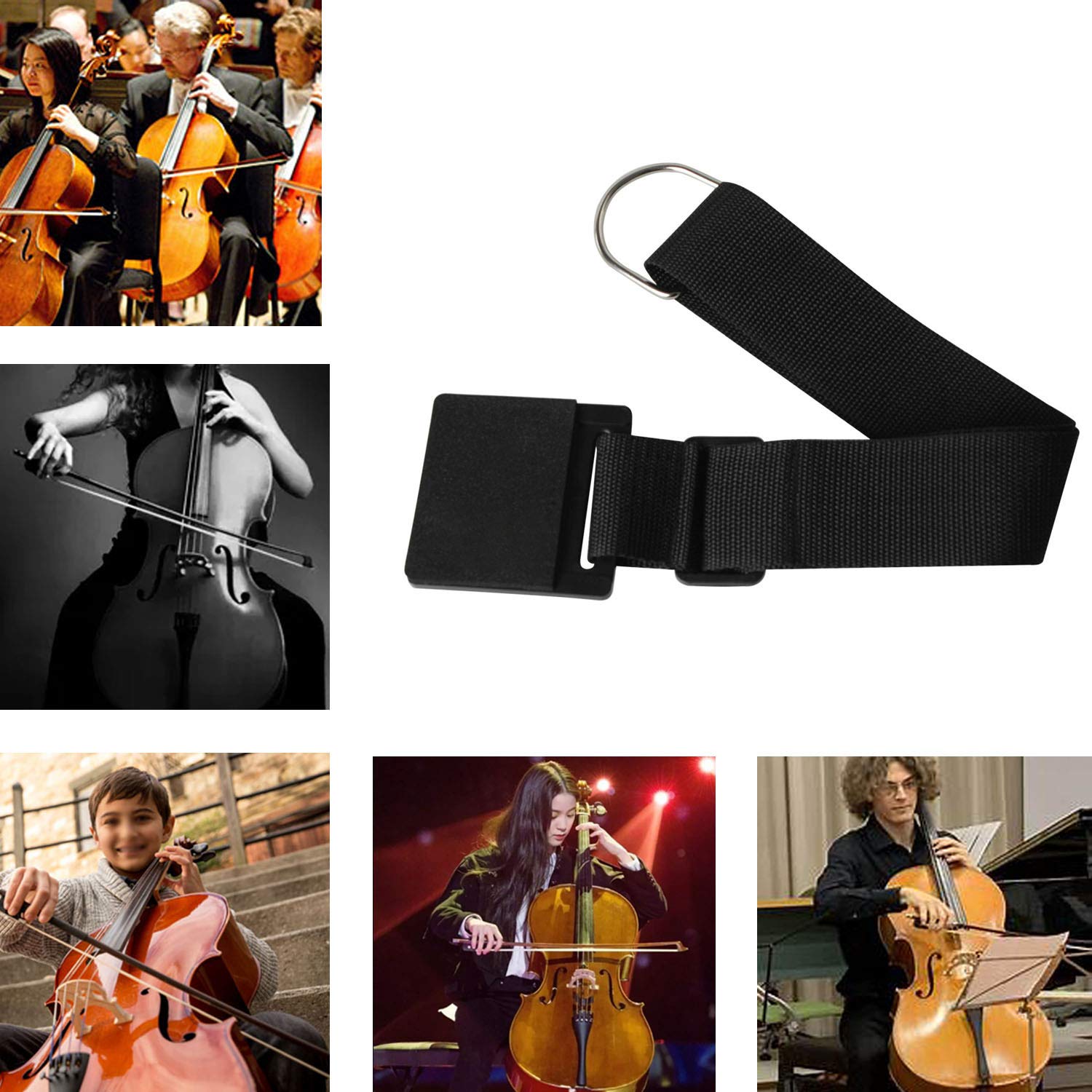 Farcaya Cello Endpin Anchor Non-slip Stopper Rest Holder Stand Antiskid Device Adjustable Strap with Thick Pad