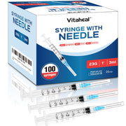 100 Pack 3ml Syringes with Needle, 23 Ga 1.0 inch Needle Luer Lock Syringe, Individually Packaged