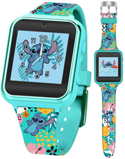 Disney Stitch Kids Smart Watch with 10 Customizable Faces, Camera, Voice Recorder, Alarm, Calculator, and Step Counter – Touchscreen Interactive Watch for Kids – Colorful Silicone Strap