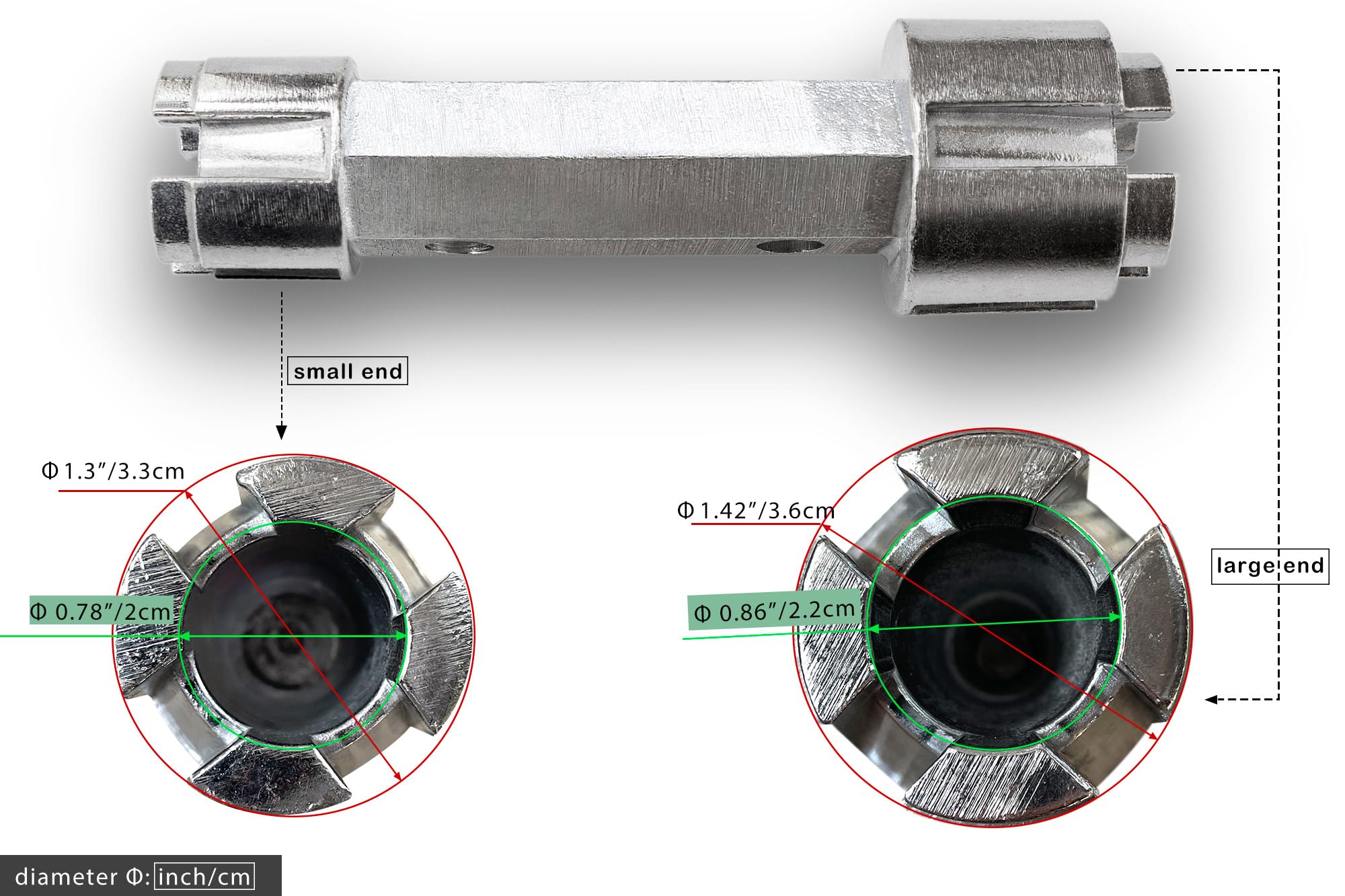 BearHut Tub Drain Remover Wrench Removal Tool Dual Ended Dumbell for Bath Drains Heavy Duty Aluminum