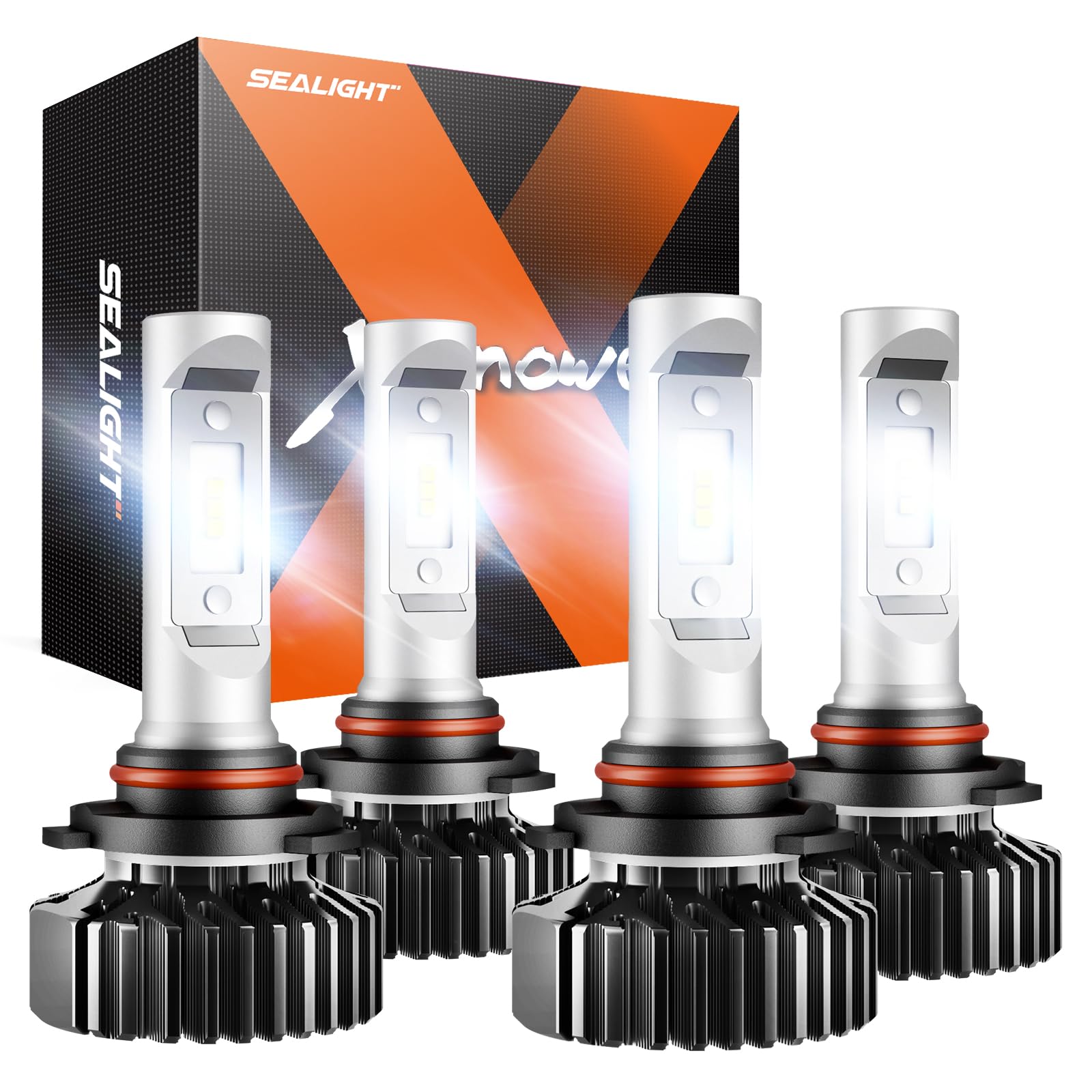 SEALIGHT 9005/HB3 and 9006/HB4 Fog Light Combo, 9005 9006 Powersports Bulbs with Plug and Play, 50000 Hours Lifespan, Non-polarity, Fog Light, Pack of 4