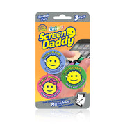 Scrub Daddy, Screen Daddy - Multi-color, Multi-use Microfiber Cleaning Pads for Electronic Screens With Convenient Storage, Scratch Free, Streak Free, Reusable and Washable, 3ct