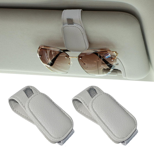 Yuoyar 2 Packs Magnetic Sunglass Holder for Car Visor - Sunglasses Clip for Car Visor Universal Fit for Different Size Eyeglasses - Convenient Interior Car Accessories (2, Grey)