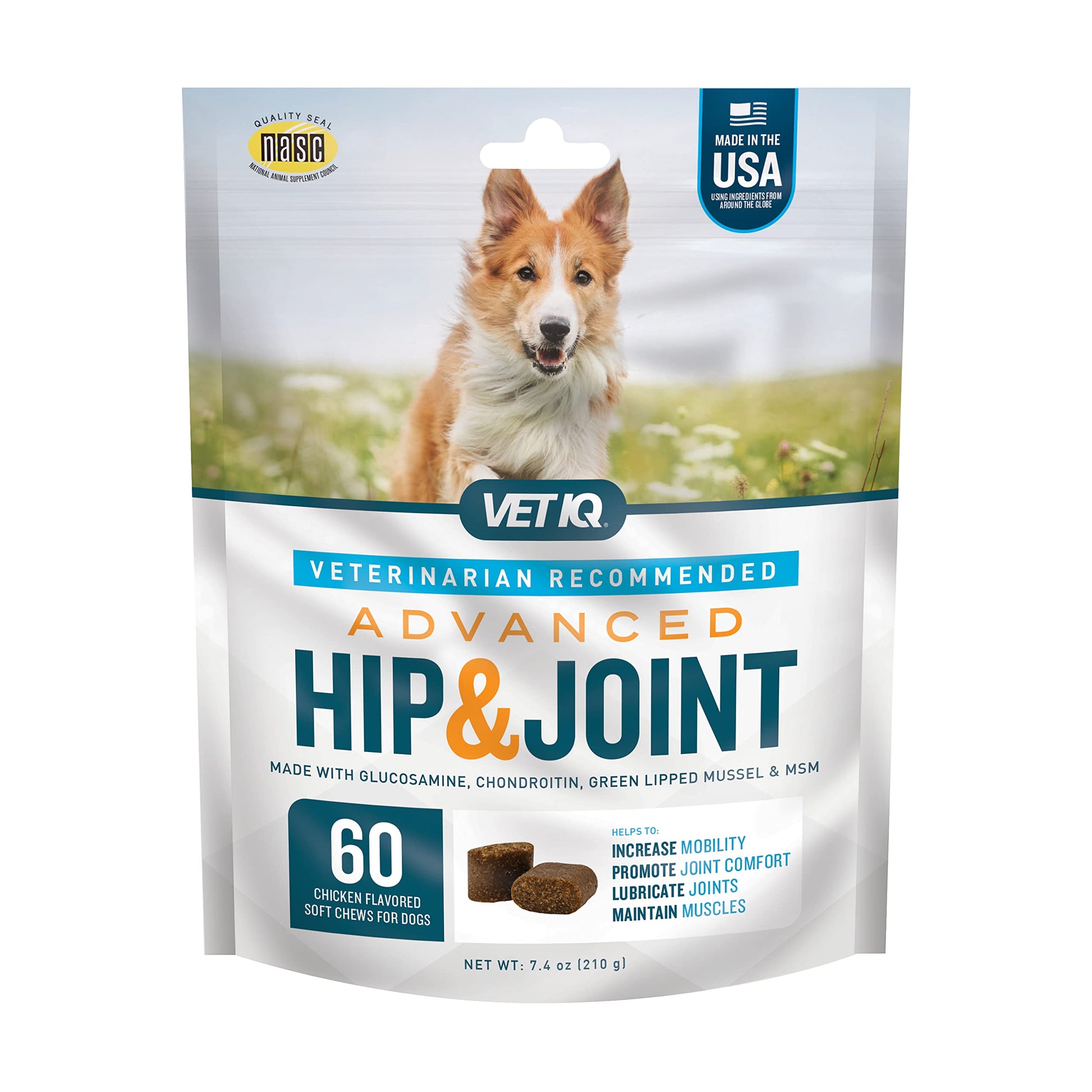 VetIQ Glucosamine Hip & Joint Supplement for Dogs, 180 Soft Chews, Dog Joint Support Supplement with MSM and Krill, Dog Health Supplies Large & Small Breed, Chicken Flavored Chewables