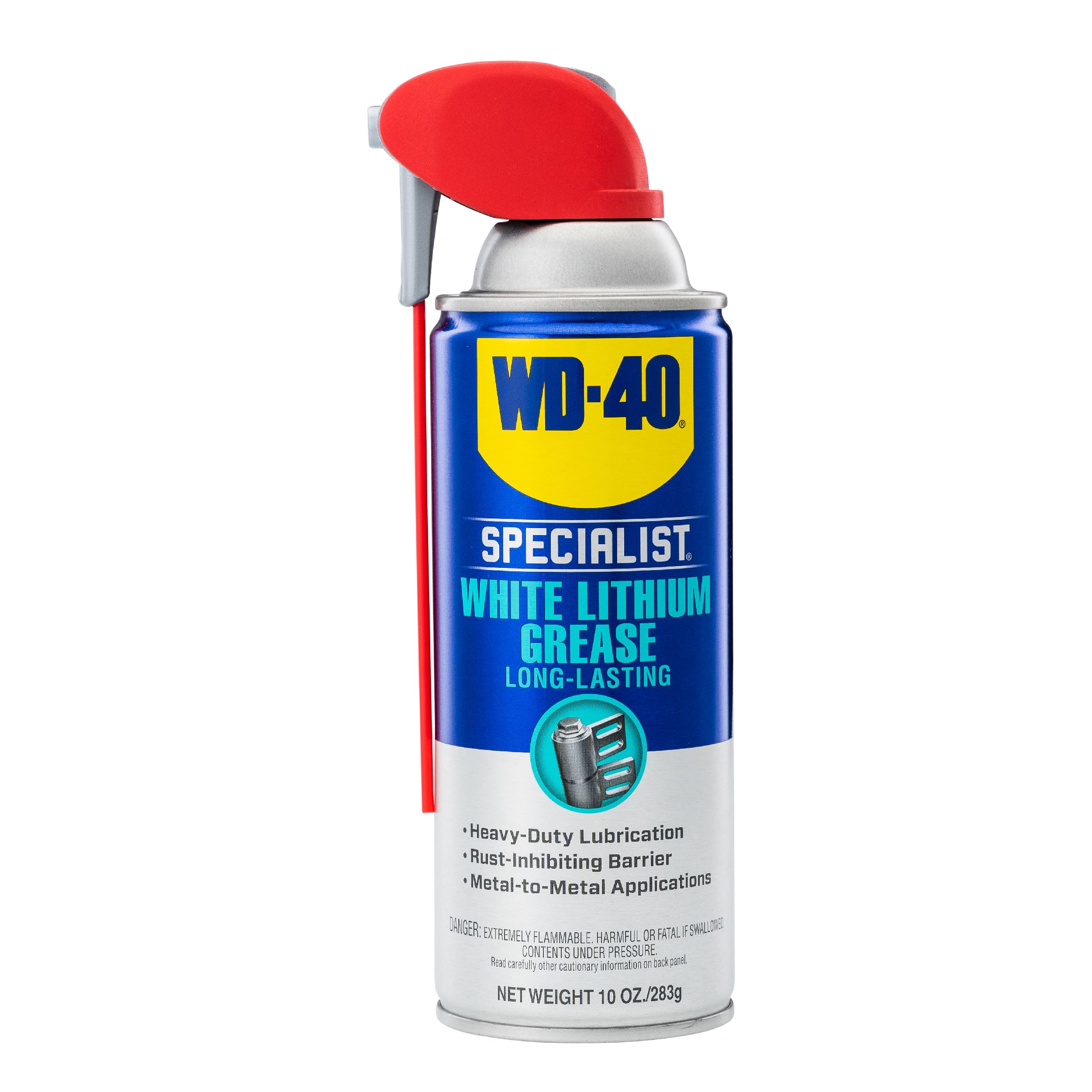 بخاخ الشحم الأبيض الليثيوم المتخصص من WD-40 مع قشة ذكية للرش بطريقتين، 10 أونصة