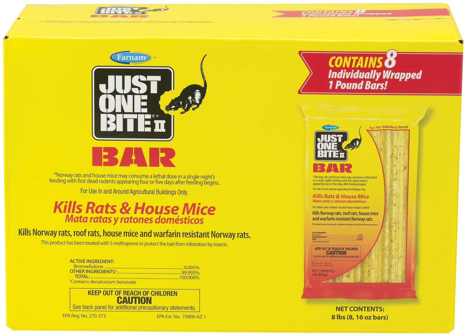Farnam Just One Bite II Rat & Mouse Bar 8pk 8lb