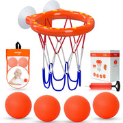 Bath Toys – Bathtub Basketball Hoop for Toddlers, Kids, Boys and Girls | 4 No-Hole Balls & Strong Suction Cups | Fun Basketball Bath Toy for Toddlers