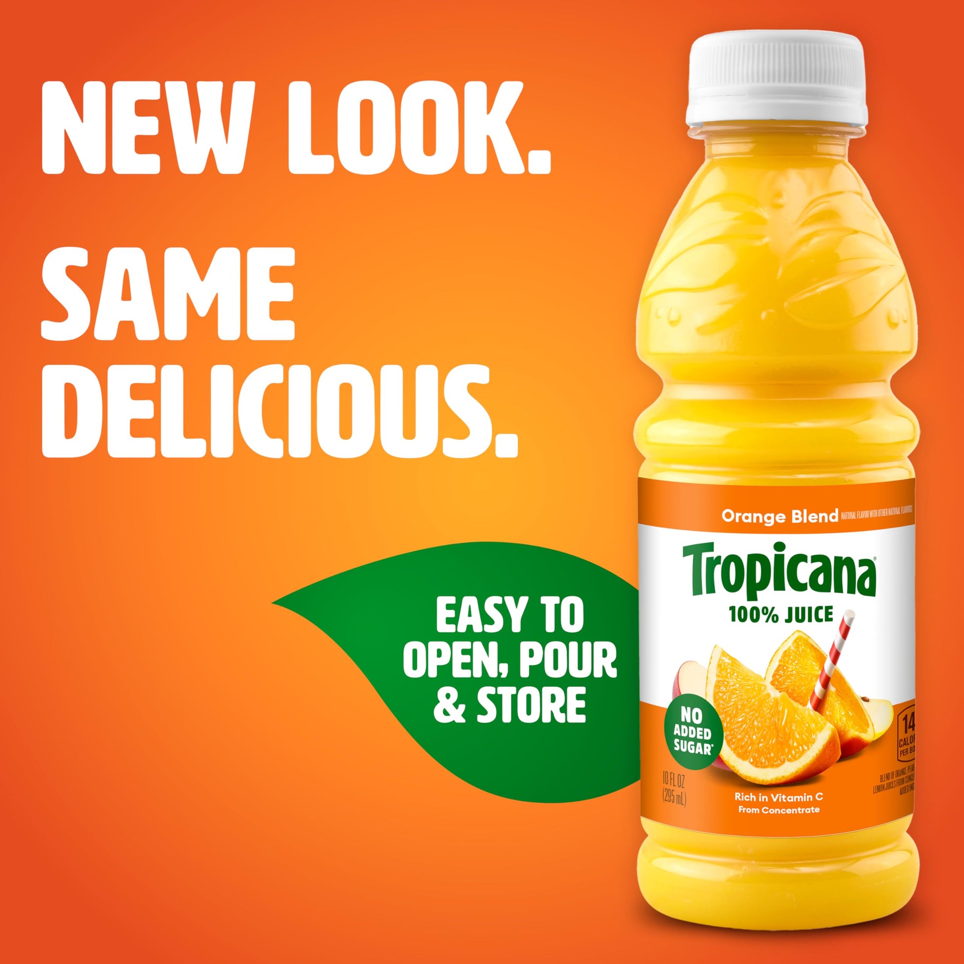 Tropicana 100% Juice Orange Blend, Single Serve, 10 fl oz Bottles (Pack of 24) - Real Fruit Juice, Vitamin C Rich, No Added Sugars, No Artificial Flavors