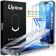 Uyiton Compatible with iPhone 16 Pro Max Screen Protector (Anti-Blue Light) - [Easy Fit] Shatterproof Full Coverage [Case Friendly] 9H Tempered Glass Screen Protector for iPhone 16 Pro Max, 2 Pack