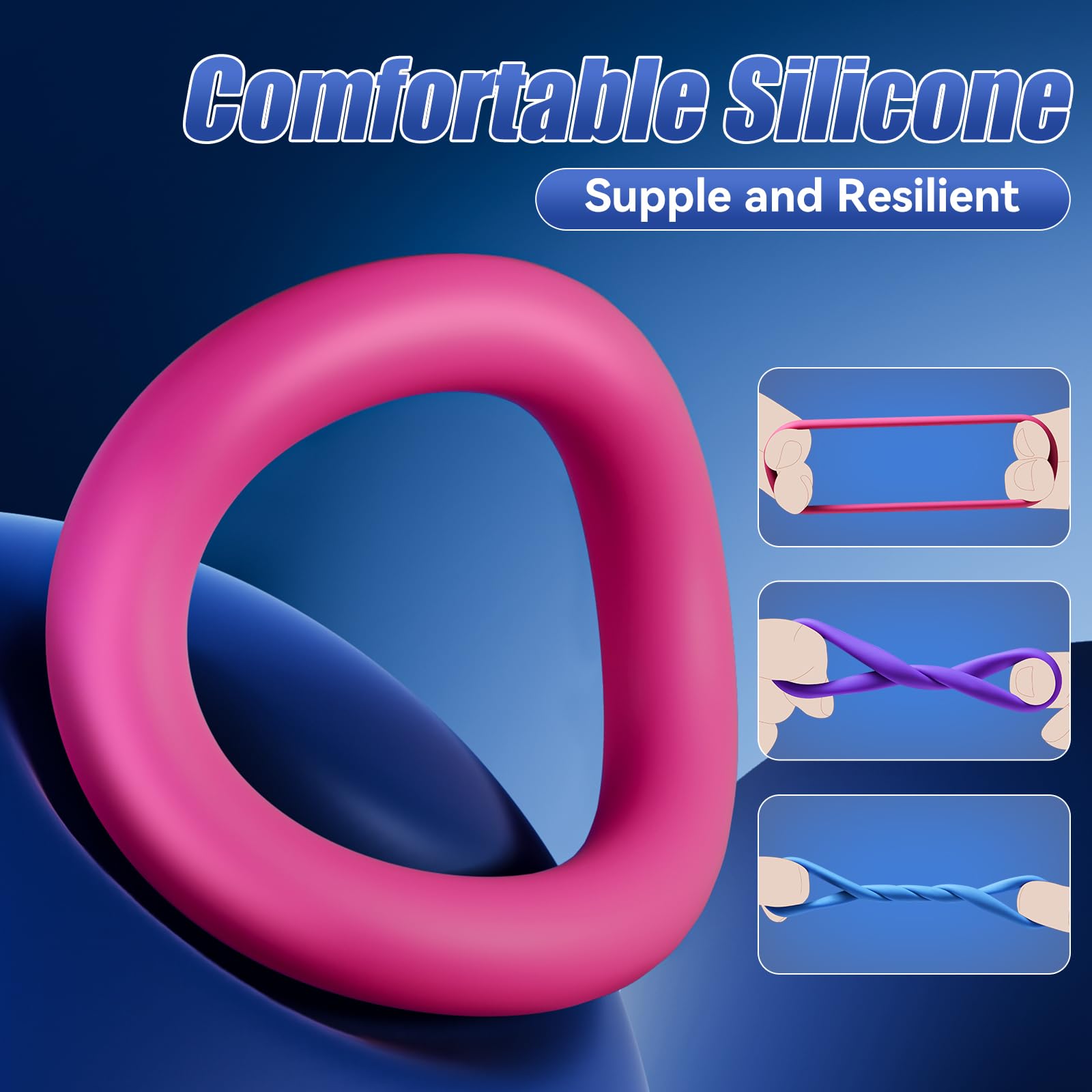 Joeaua Sex Toys Silicone Cock/Penis Ring - Multi-Coloured Cockring Couples Sex Toy with 3 Pcs Different Sizes for Erection Enhancing Long Lasting Stronger, Adult Sex Toys for Men or Couple Pleasure