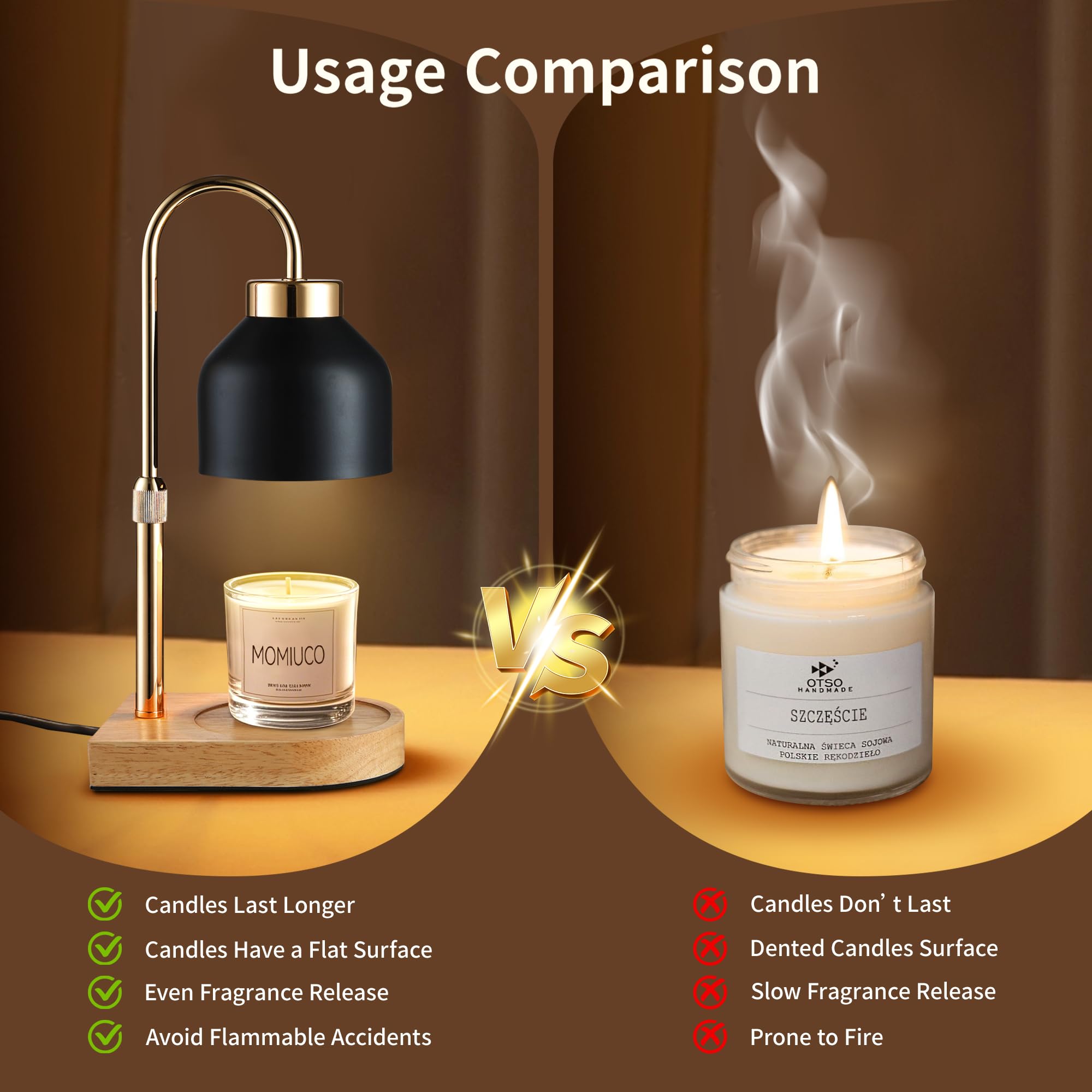 Candle Warmer Lamp with Timer Dimmer, House Warming Gifts New Home Decor, Birthday Gifts for Women Mom, Wax Melt Warmer for Jar Candles, Adjustable Height with 2 Bulbs