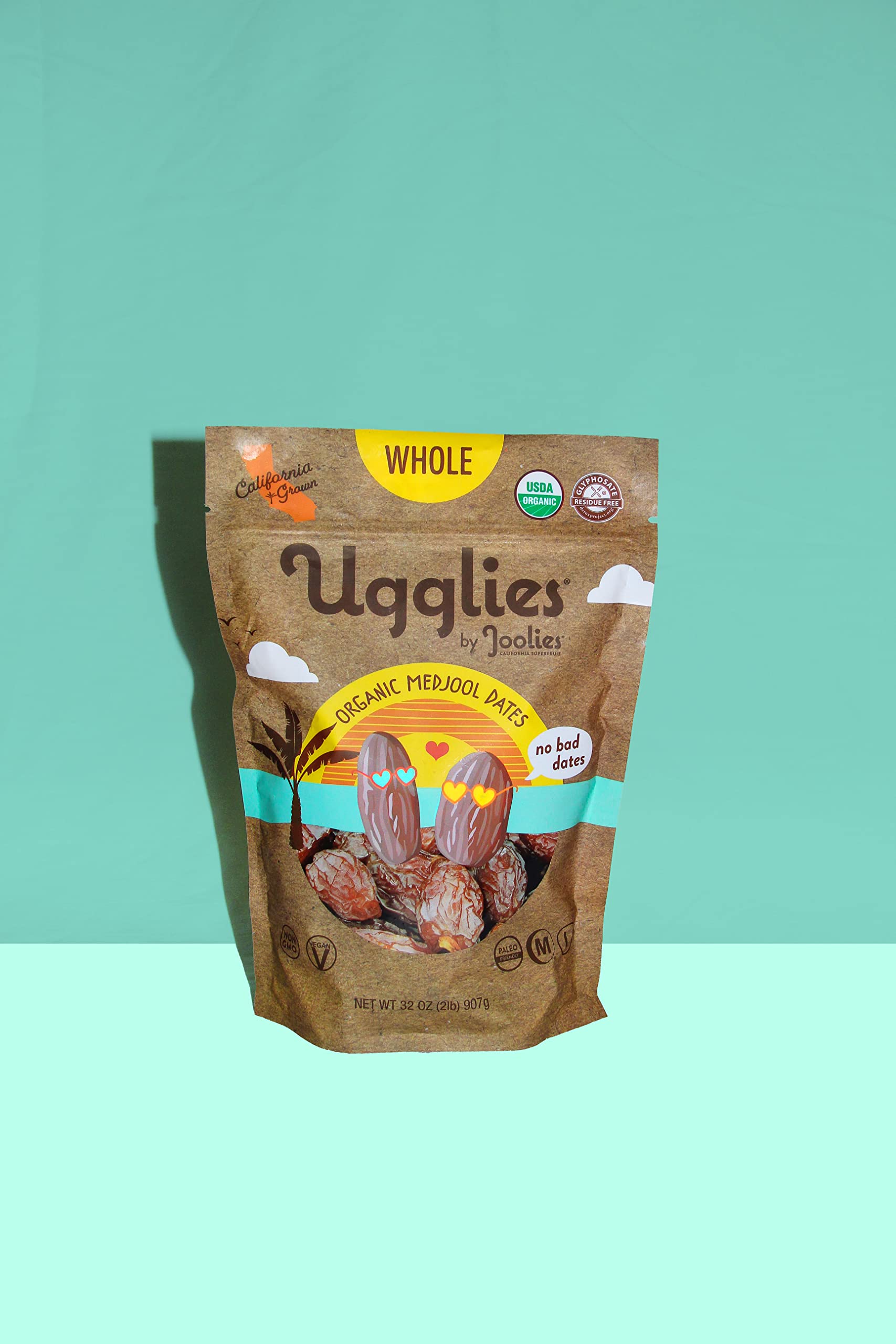 "Ugglies" By Joolies Organic Whole Medjool Dates | 2 Pound Pouch | Fresh California Grown Fruit | Vegan, Gluten-Free, Paleo, No Sugar Added | Great Gift for Friends & Family