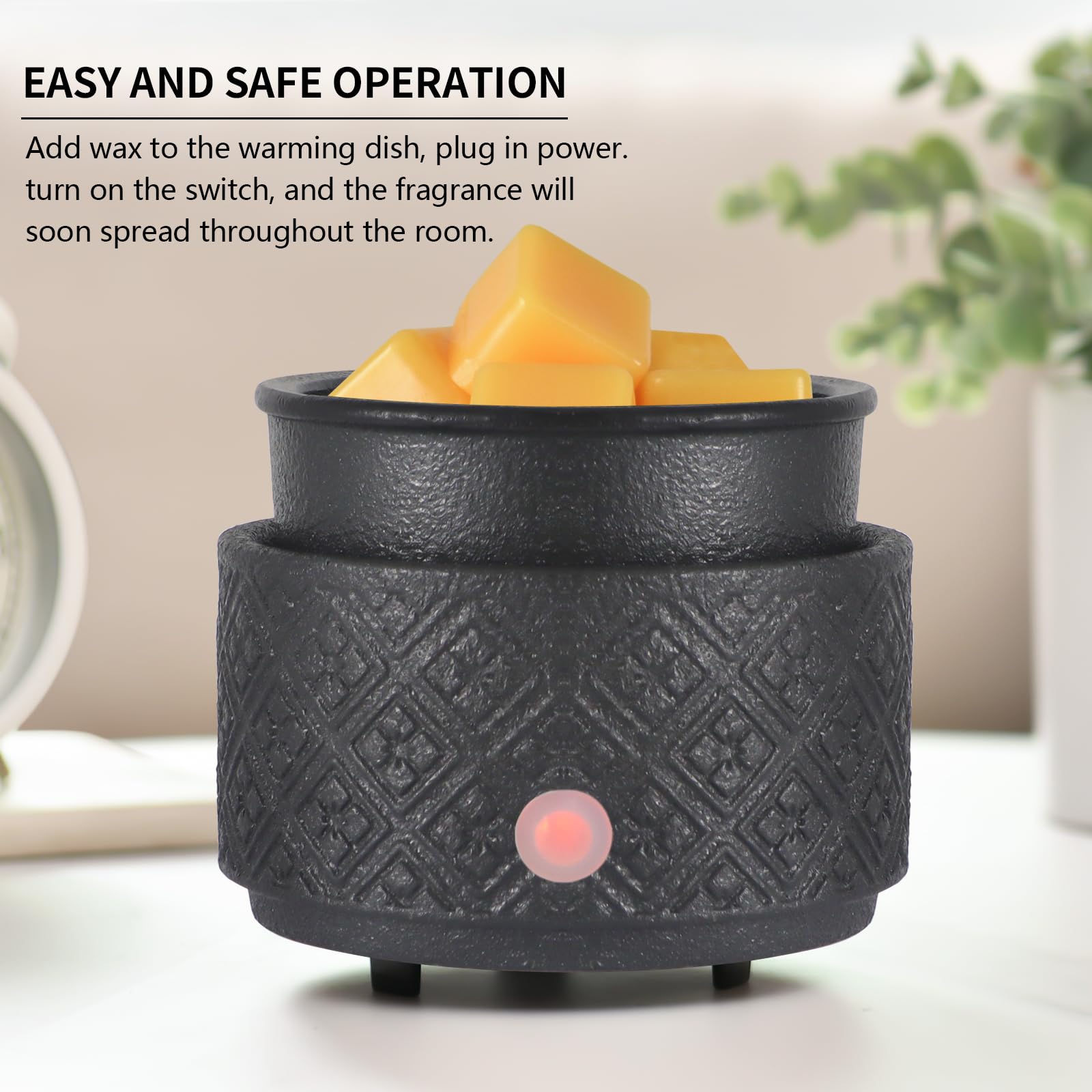 mocosa Wax Melt Warmer for Scented Wax,3-in-1Ceramic Wax Warmer Fragrances Candle Oils, Home Fragrance Wax Burner,Electric Candle Warmer as Gift for Mom Women(Black)