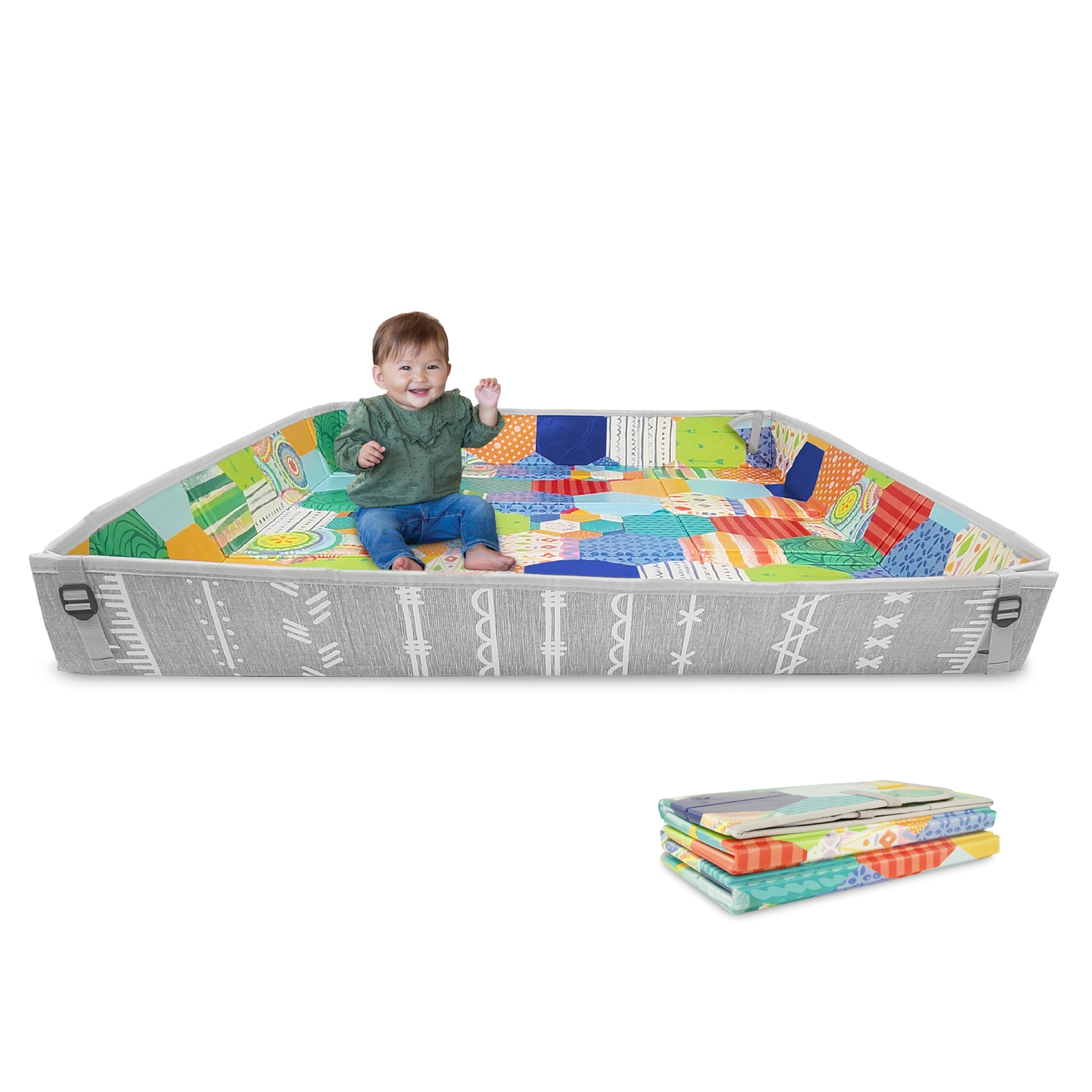 Infantino Foldable Soft Foam Play Mat, Baby Play Mat for Tummy Time & Floor Play, Lightweight, Easy to Store, Wipeable, Multicolor