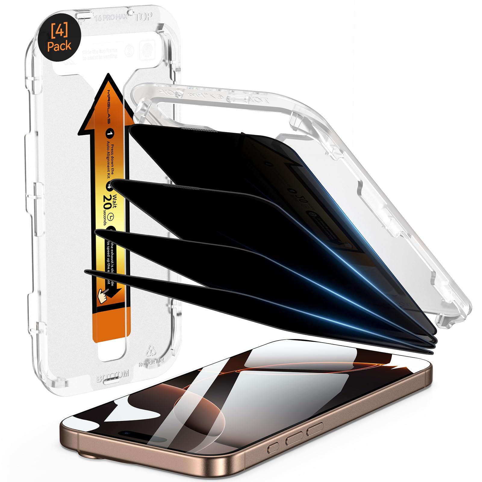 MRGLAS Privacy Screen Protector Compatible with iPhone 12 Pro Max 6.7 with Camera Lens Protector 9H Tempered Glass [Auto Alignment Kit][10X Military Shockproof] Diamonds HD Film[Anti-Spy]