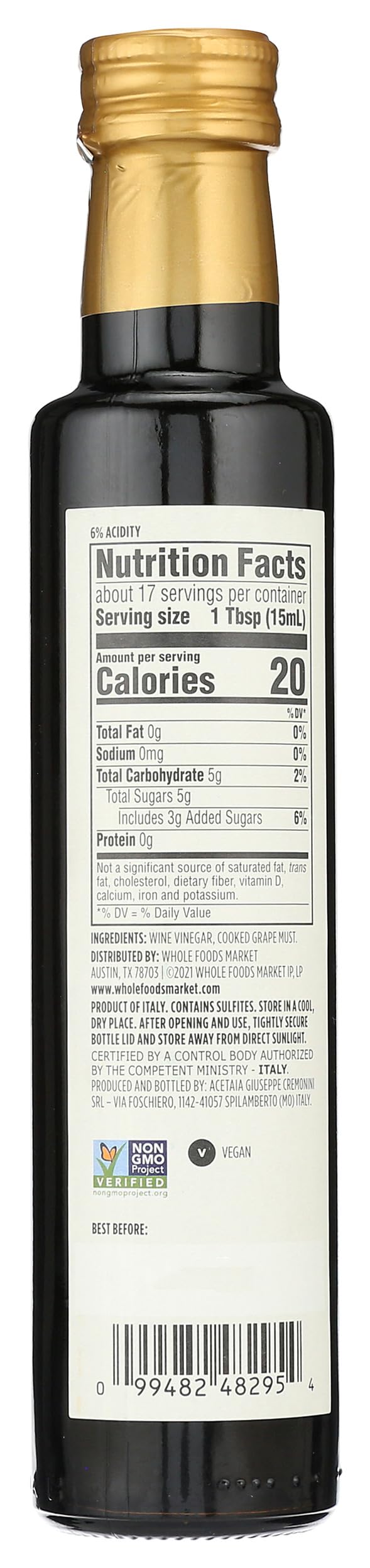 Whole Foods Market, Aged Balsamic Vinegar of Modena, 8.5 Fl Oz