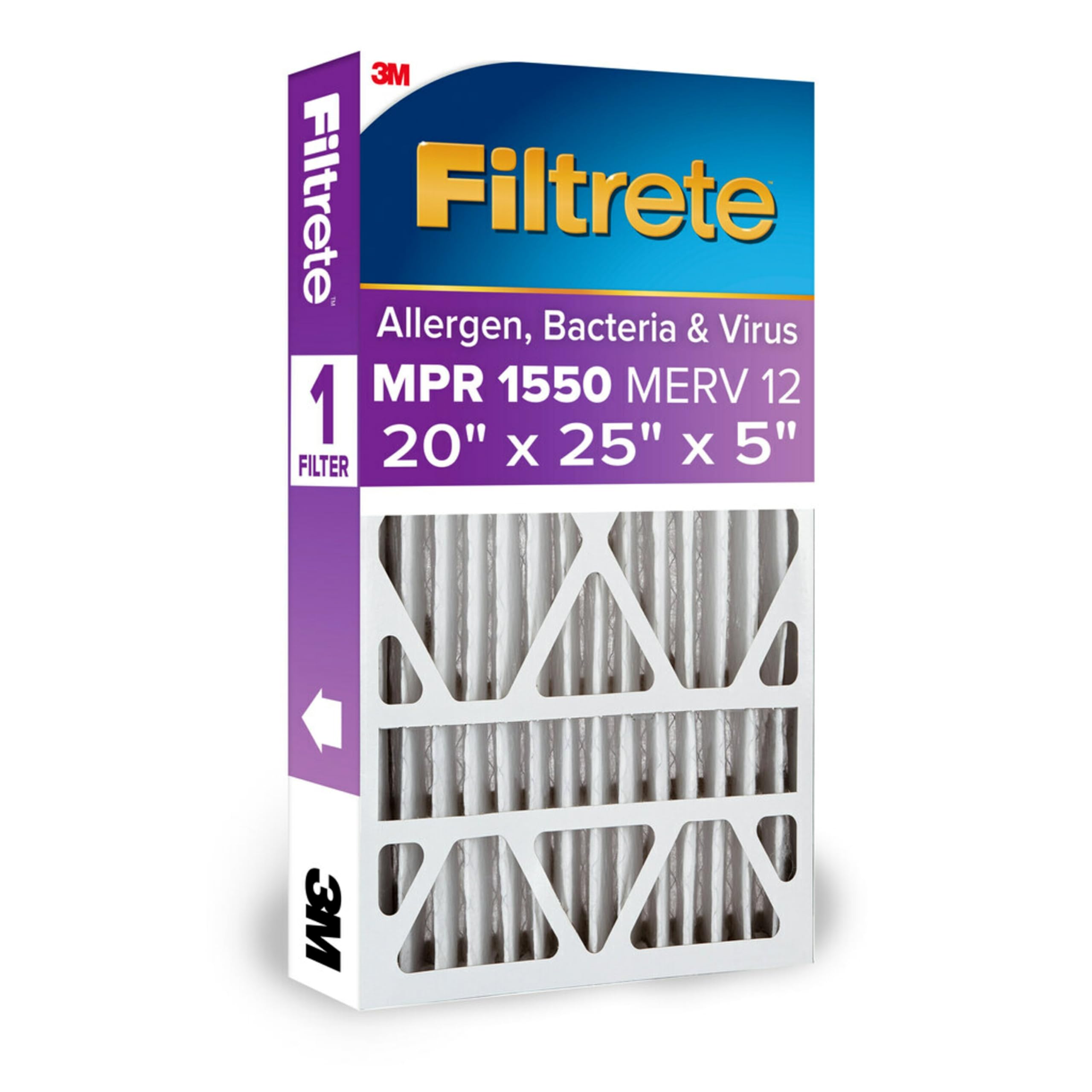 Filtrete High Performance Air Filter, 1550 MPR, 20 in x 25 in x 5 in