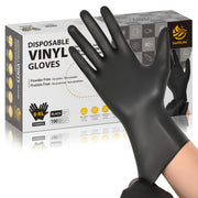 SWIFTLITE Black Vinyl Gloves, Food Grade Gloves Disposable Latex Free & Powder Free, Guantes for Cleaning Cooking Food Prep (100, Medium)