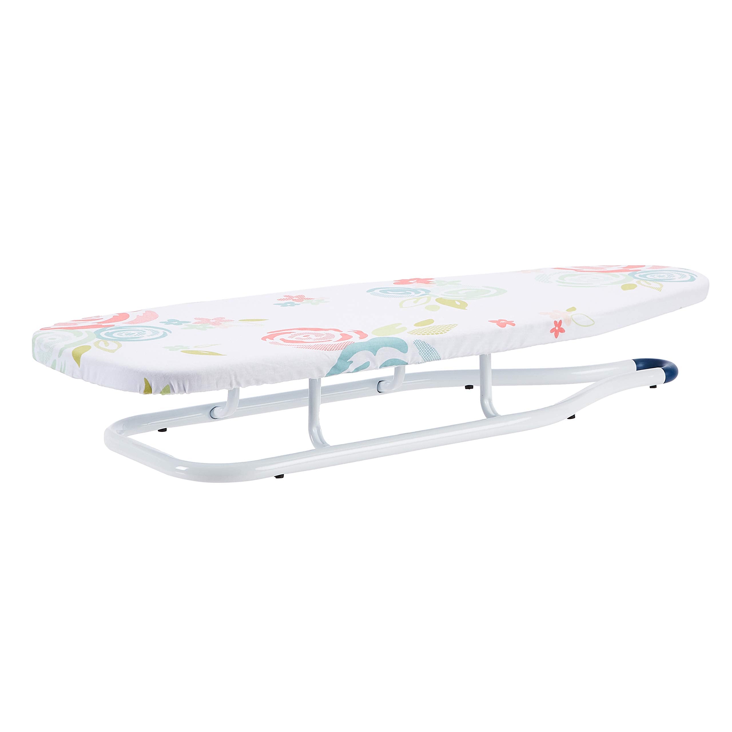 Amazon Basics Bügelbrett Tischmodell 77 x 29 cm, weiß, Blumenmuster