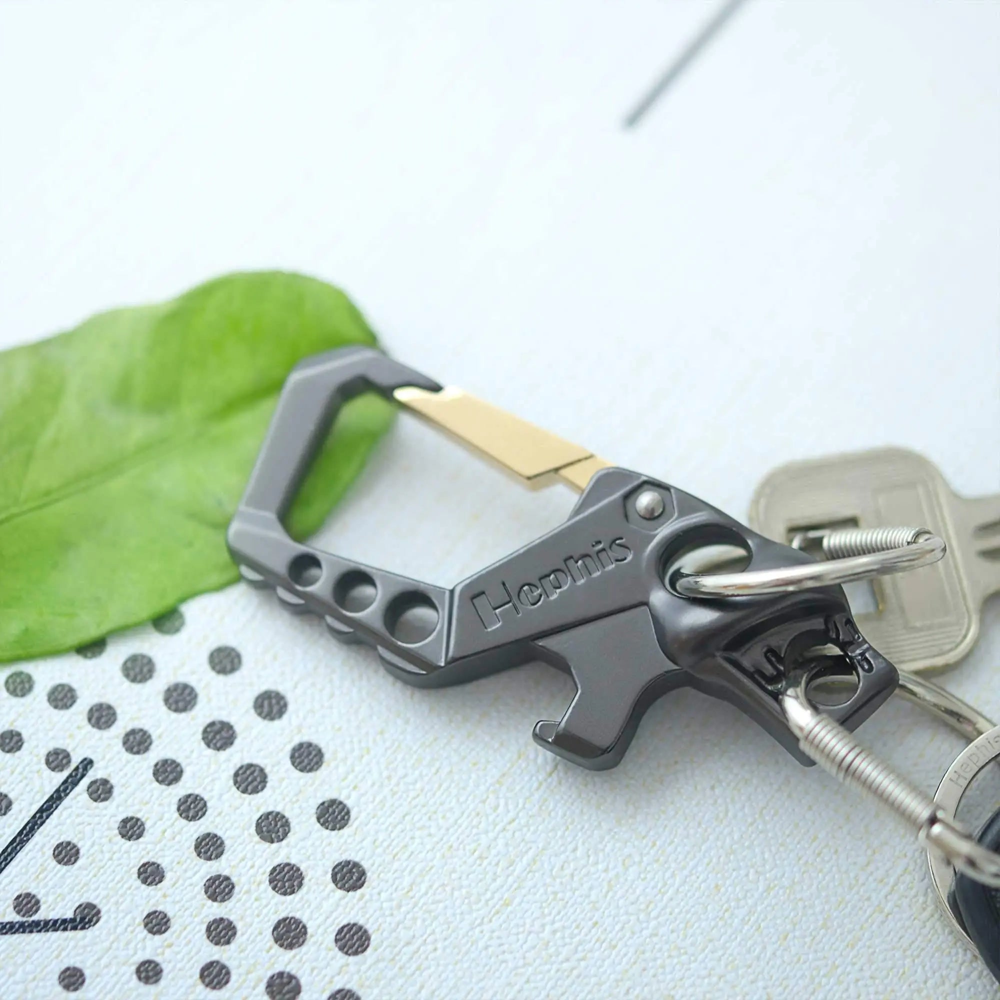Hephis Heavy Duty Key Chain Bottle Opener,Carabiner Car Key Chains for Men and Women(Black