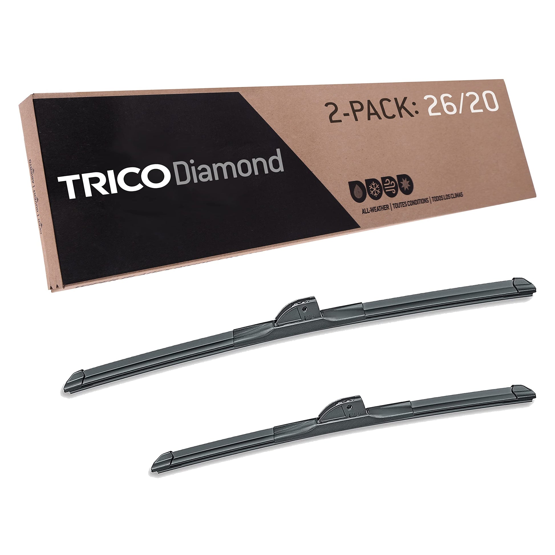 TRICO Diamond™ (25-2618) 26 Inch & 18 inch pack of 2 High Performance Automotive Replacement Windshield Wiper Blades For My Car Super Premium All Weather Beam Blade for Select Vehicle Models