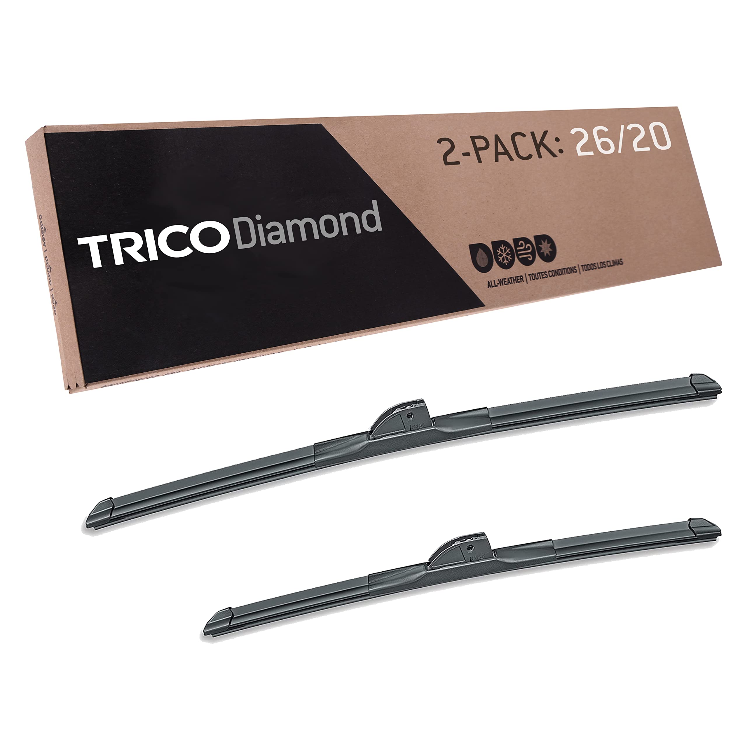 TRICO Diamond™ (25-2618) 26 Inch & 18 inch pack of 2 High Performance Automotive Replacement Windshield Wiper Blades For My Car Super Premium All Weather Beam Blade for Select Vehicle Models