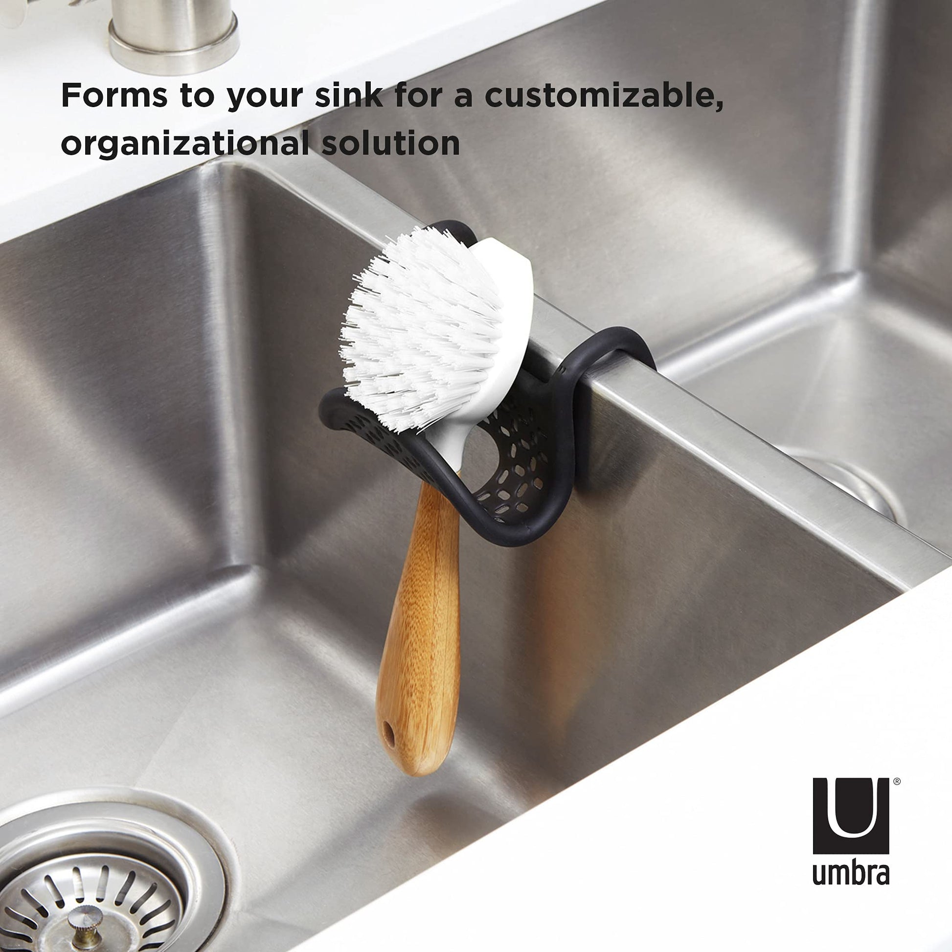 Umbra Sling Kitchen Sink Accessory, Single-Sided Sponge Holder, Black