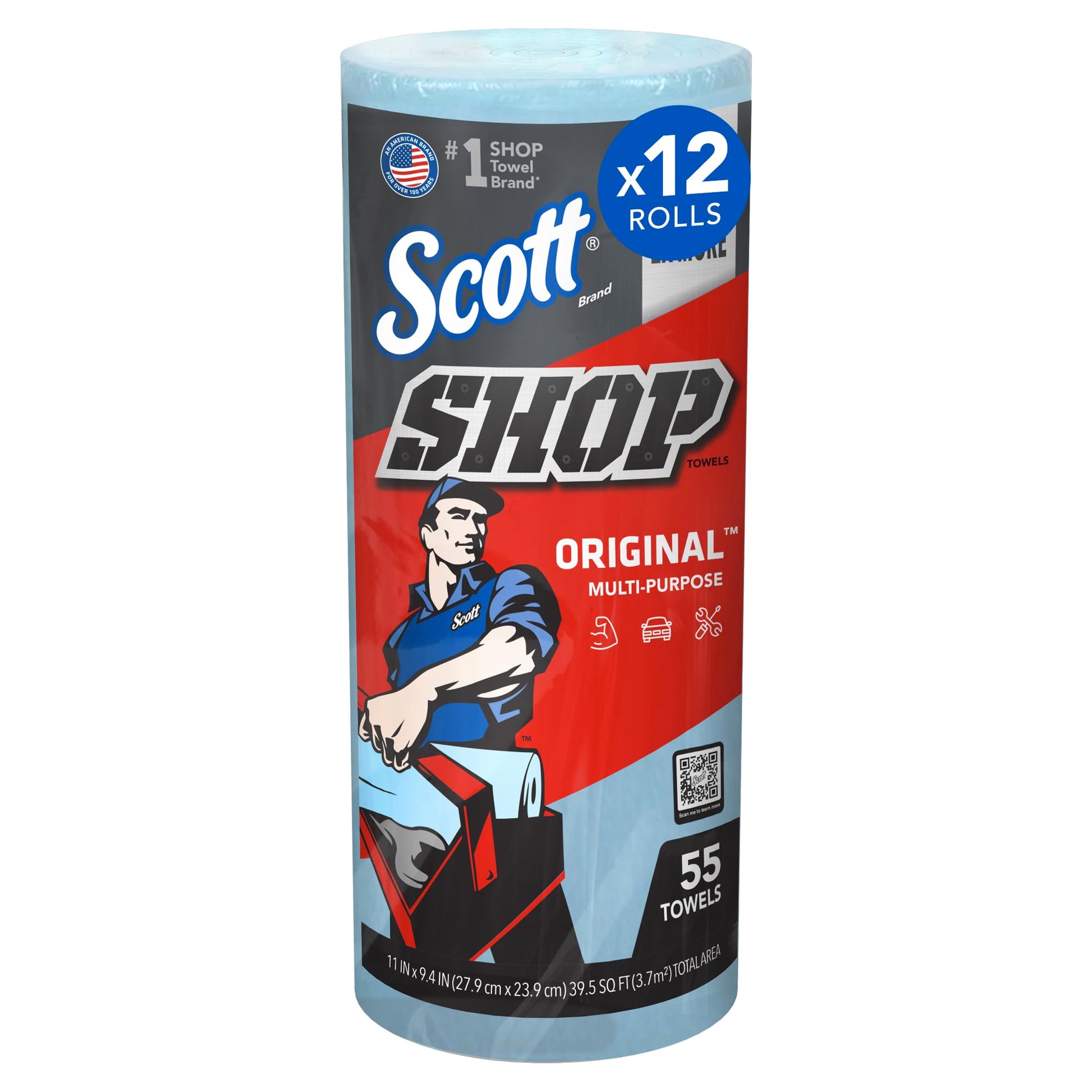 Scott Blue Shop Towels 75147, 55 Sheets/Roll, 12 Rolls/Carton