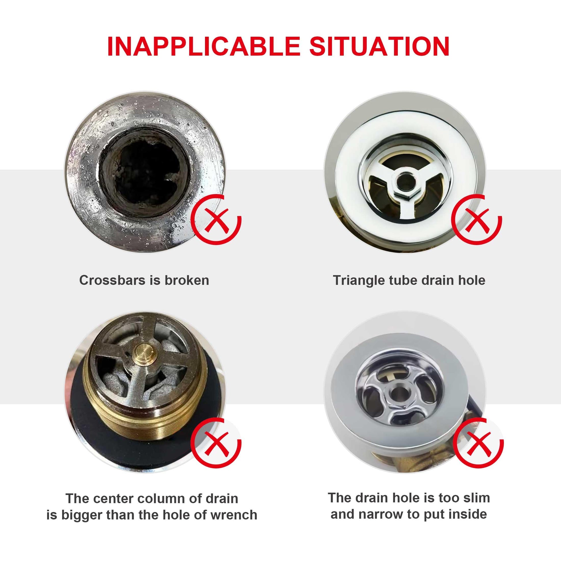 HAUTMEC Tub Drain Remover Wrench Tool Heavy Duty Aluminum Shower Bathtub Drain Removal Tool PL0030