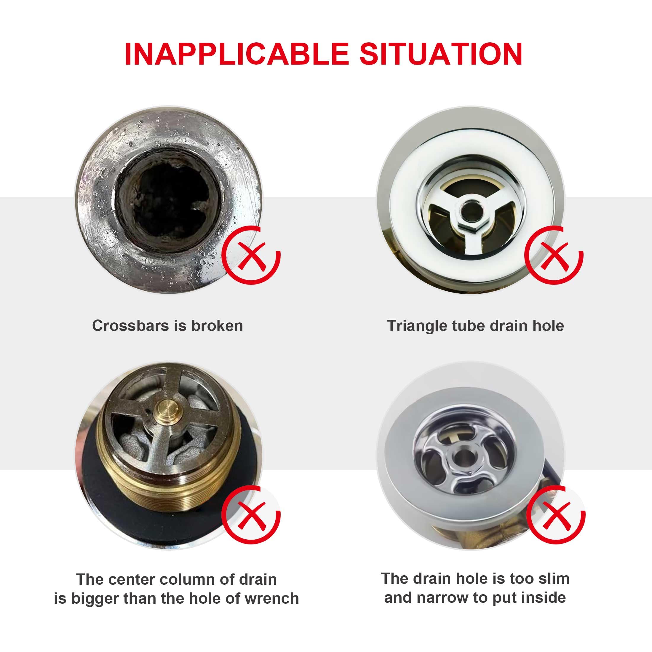 HAUTMEC Tub Drain Remover Wrench Tool Heavy Duty Aluminum Shower Bathtub Drain Removal Tool PL0030