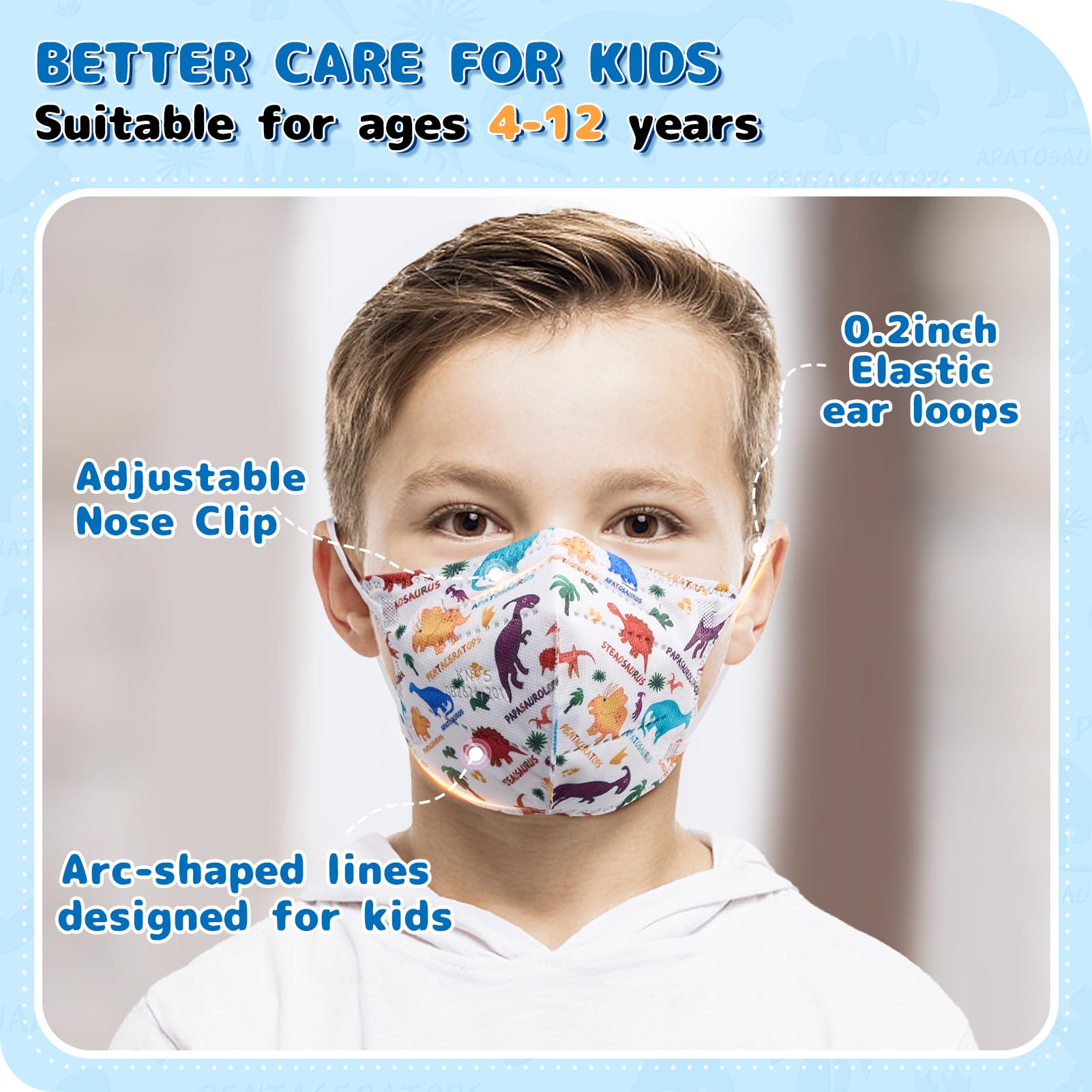 FENFEN Kids KN95 Face Mask Disposable - Kid KN 95 Masks Children Small Size Breathable Boys Kids KN95 Mask Mascaras KN95 Para Niños 50 Pack