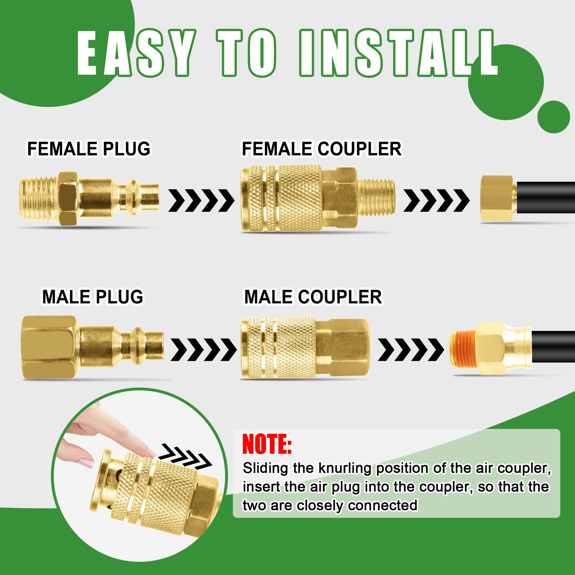Ailbiuko Air Coupler & Plug Kit,45 Pcs 1/4" NPT Air Tool Fittings Set,Quick Connect Air Hose Fittings Air Compressor Accessories