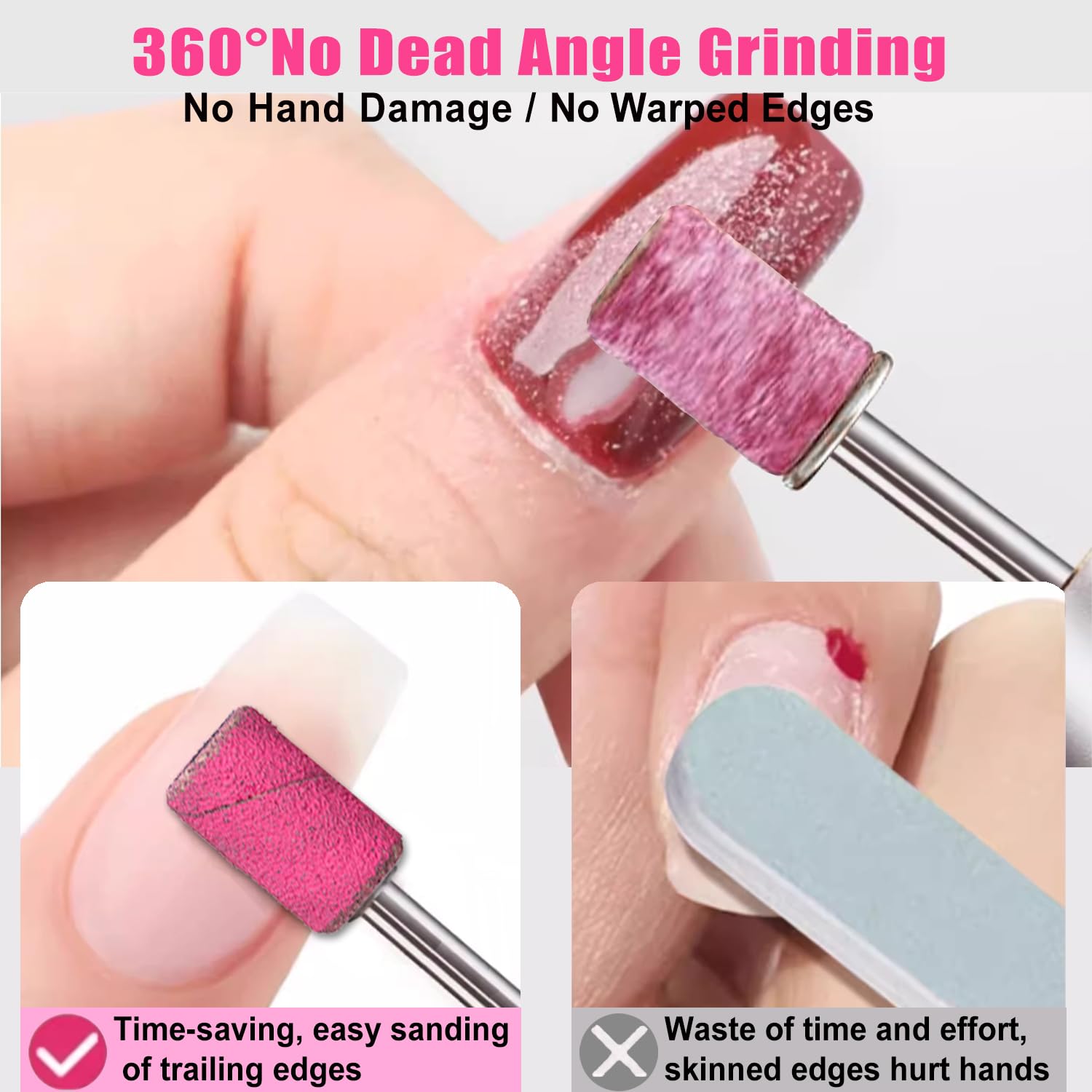 Haozher Nail Drill Bits, 135 Pcs Sanding Bands for Nail Drill, Nail Tips for Drill Bits Nail Tech, Mix 80#120#180#240# Fine Grit File Sanding Bands for Acrylic Gel Manicures Pedicure
