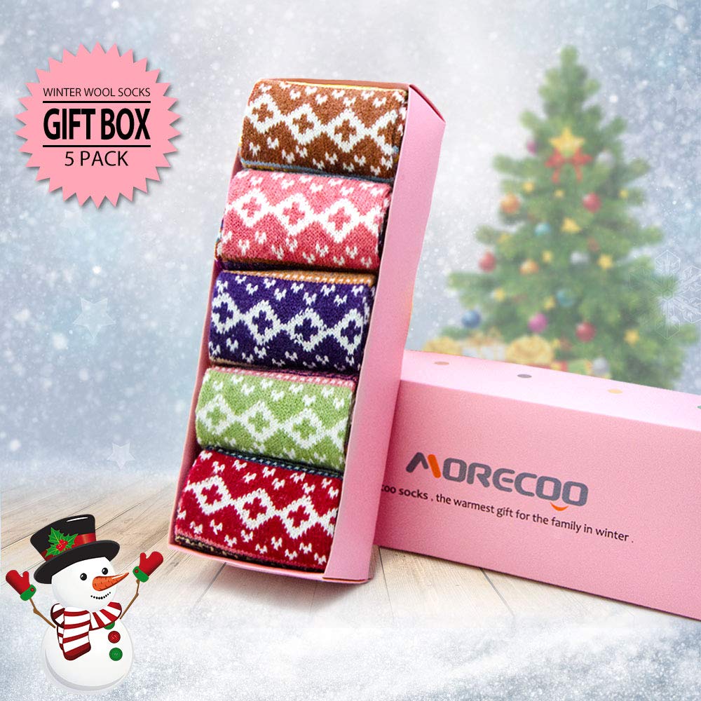 MORECOO Womens Socks Winter - Stocking Stuffers Gifts for Women - Thick Wool Soft Warm Cozy Crew Socks for Women