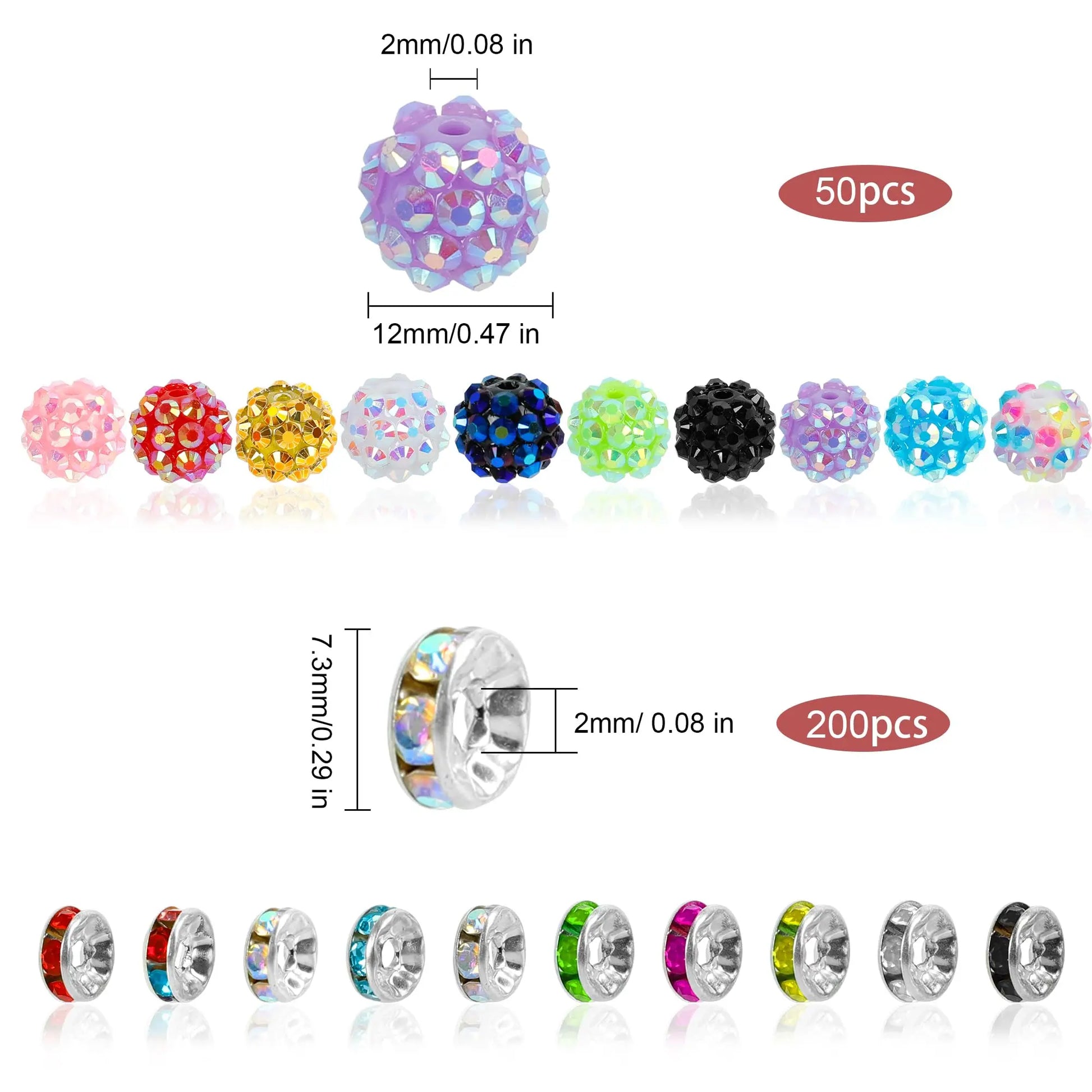 250 Pcs Beads for Pens, Focal Beads for Beadable Pens, Rhinestone Bead, Spacer Bead for Bracelets