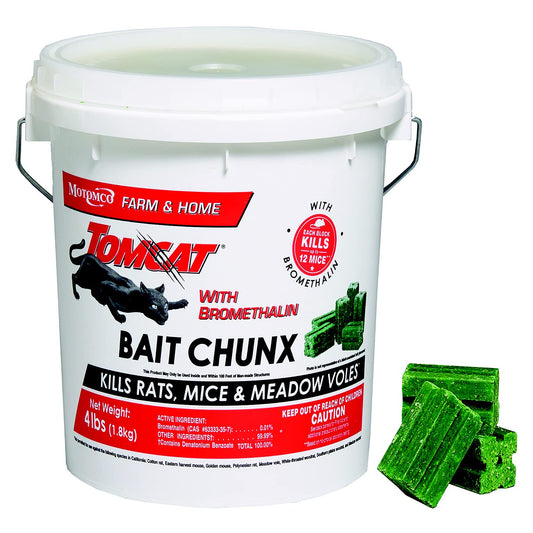 Tomcat with Bromethalin Bait Chunx Pail, Rat and Mice Control for Agricultural Use and Professional Applicators, 4 lbs.