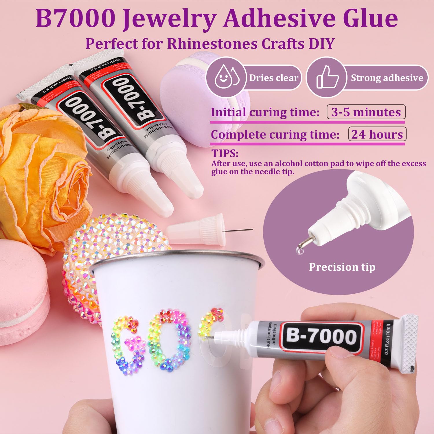 30000Pcs Resin Rhinestones with Tweezers for Crafting, Mixed-Color 3mm Bedazzling Crystal with 3Pcs 10ml B7000 Jewelry Glue for DIY Crafts Clothing Tumblers Shoes Fabric Nail Art