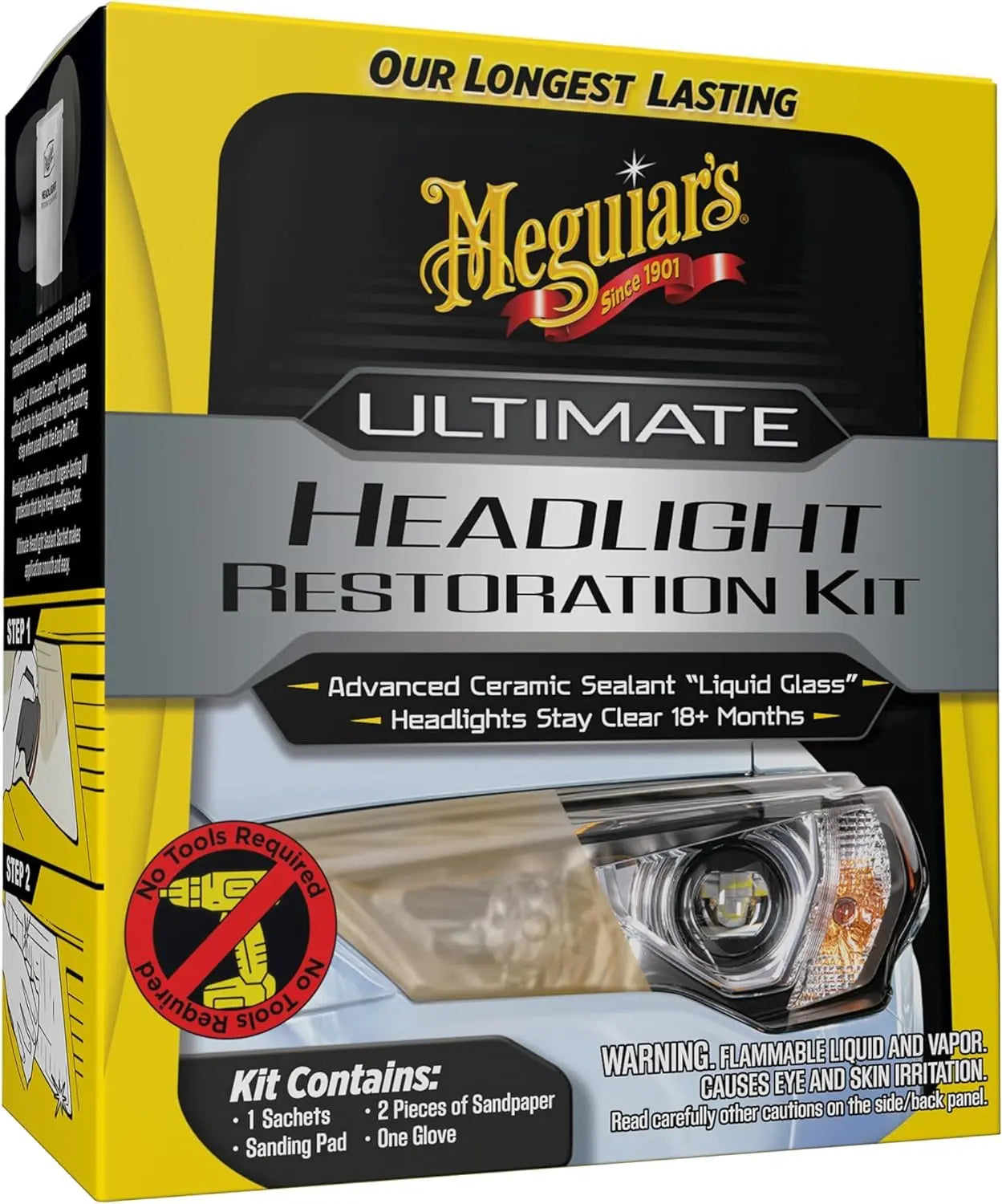 Meguiar's Ultimate Headlight Restoration Kit - The Perfect Headlight Repair Kit to Remove Yellowing and Cloudiness from Headlights - Easy to Use and Seals Headlights with 18 Plus Months of Protection
