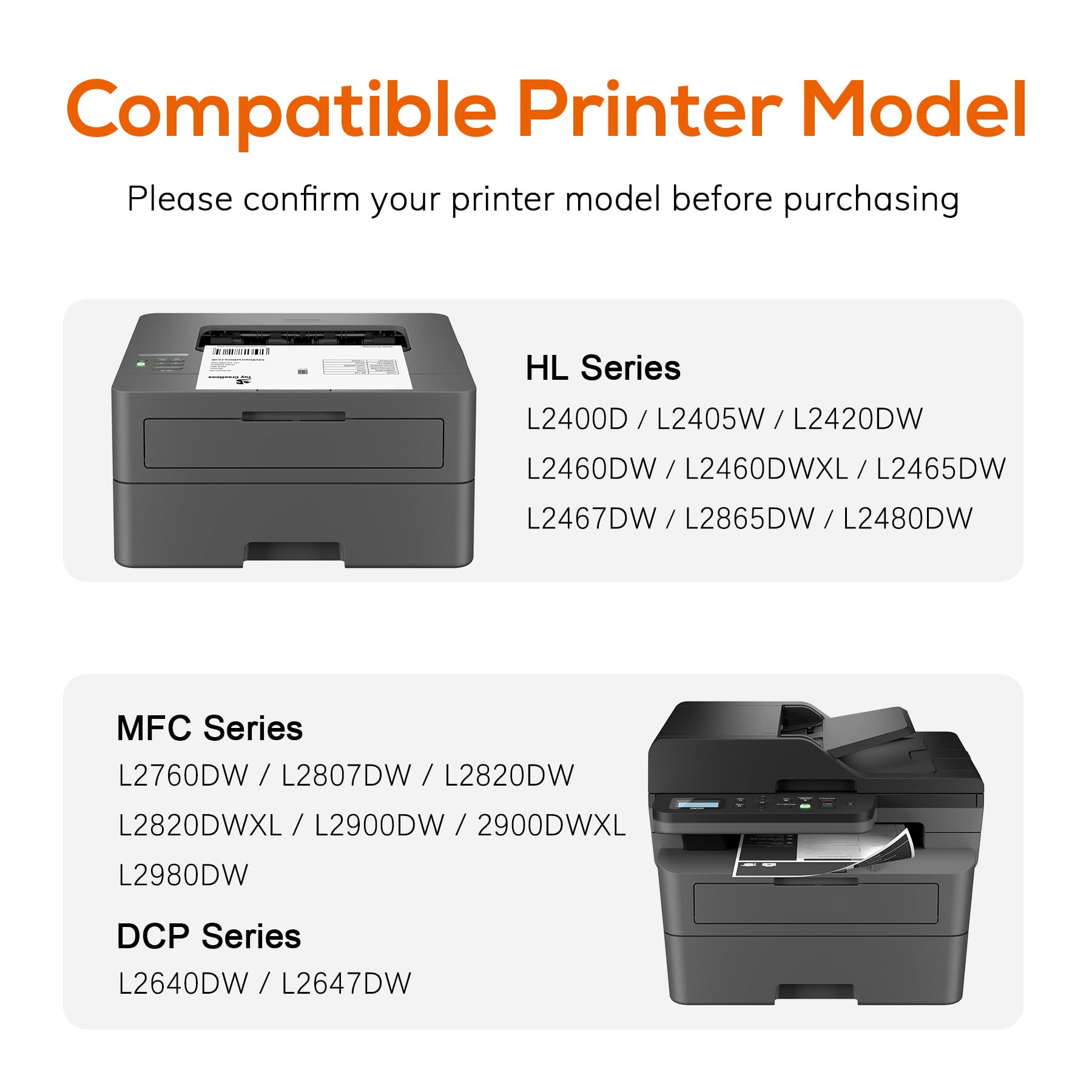 Jeostarky Compatible TN830XL Toner Replacement for Brother TN830XL TN830 XL Toner use with HL-L2460DW HL-L2405W HL-L2400D HL-L2480DW MFC-L2820DW MFC-L2760DW DCP-L2640DW MFC-L2900DW (Black,2 Pack)