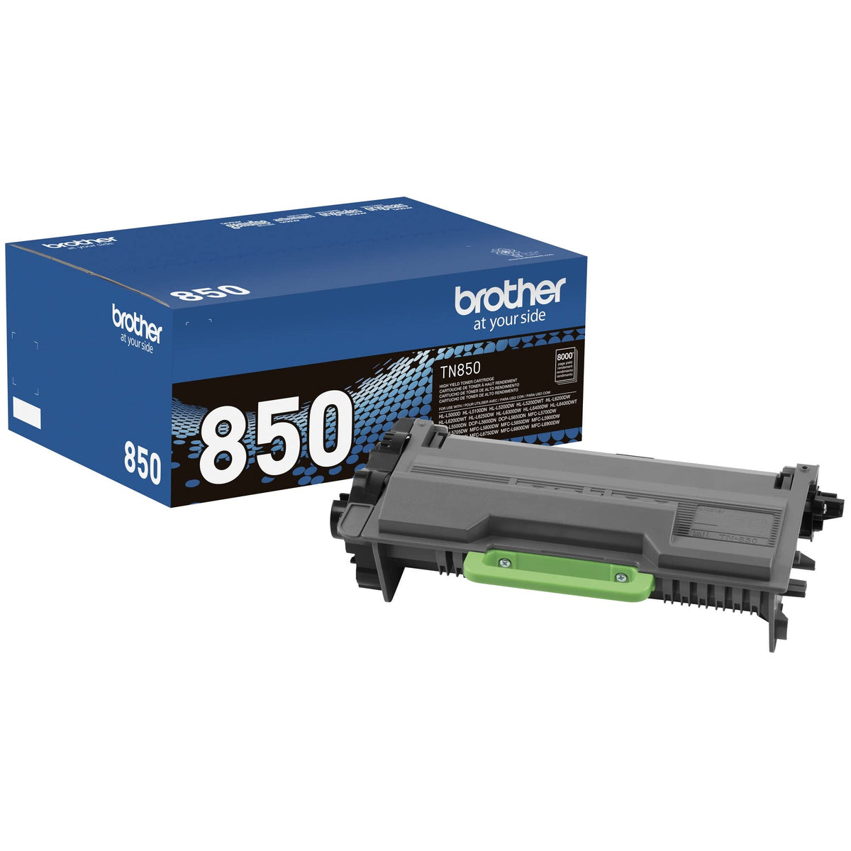 Brother Genuine High Yield Toner Cartridge, TN850, Replacement Black Toner, Page Yield Up To 8, 000 Pages, Dash Replenishment Cartridge