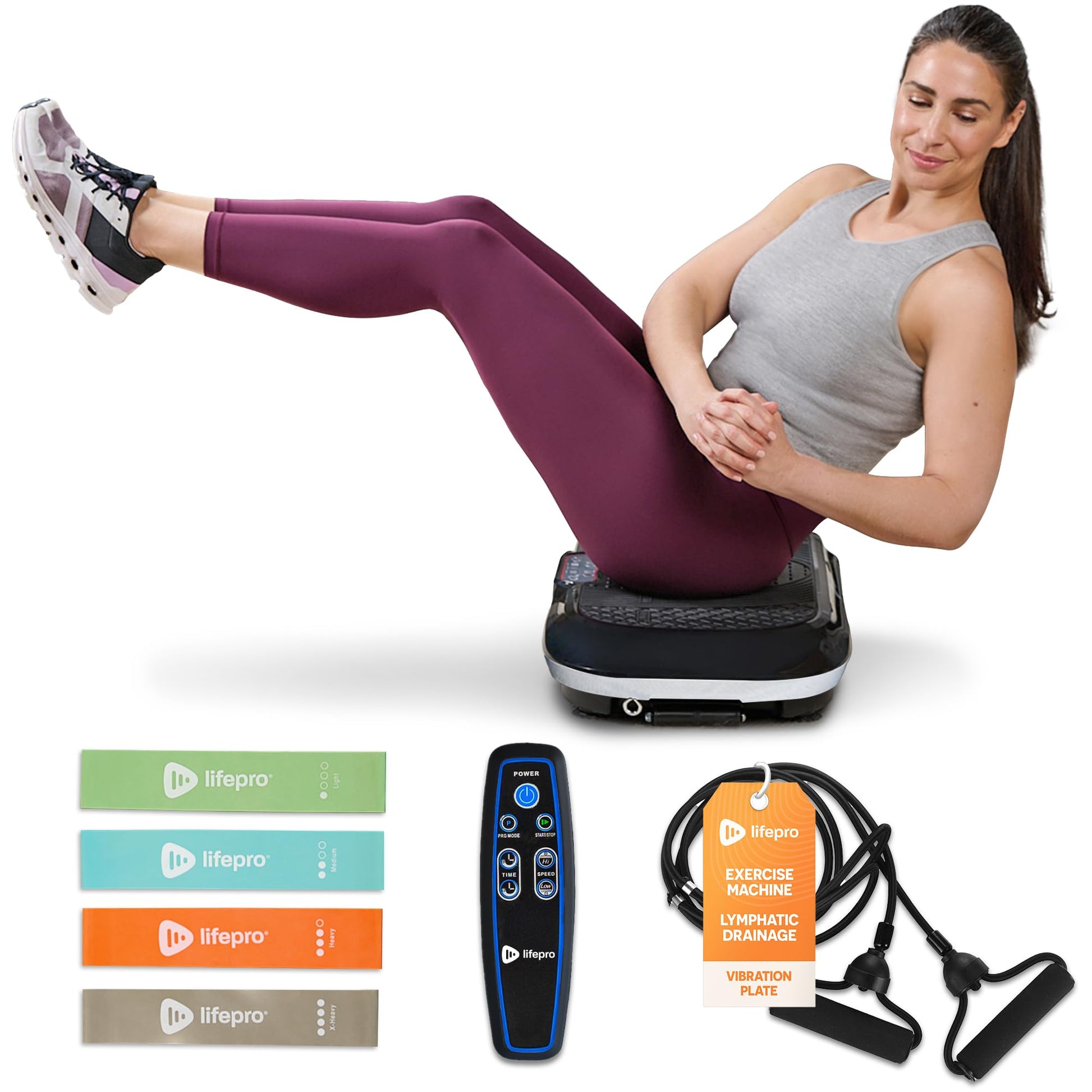 LifePro Vibration Plate Exercise Machine - Whole Body Workout Vibration Fitness Platform w/ Loop Bands - Home Training Equipment - Remote, Balance Straps, Videos & Manual