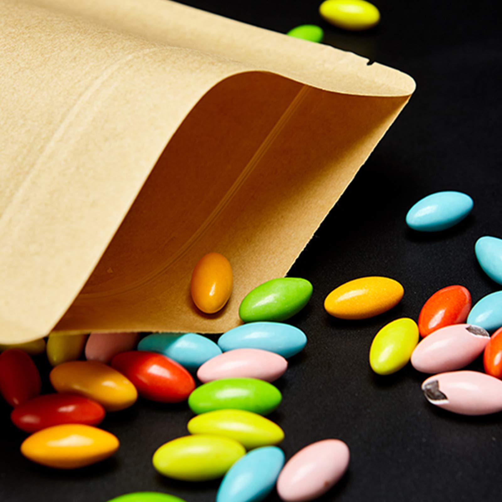 100 Pcs Paper Bags Resealable bags 3.5" x 5.5" Zipper Food Storage Bags, Stand Up, with Matte Window, Reusable, Sealable, for Packaging Products