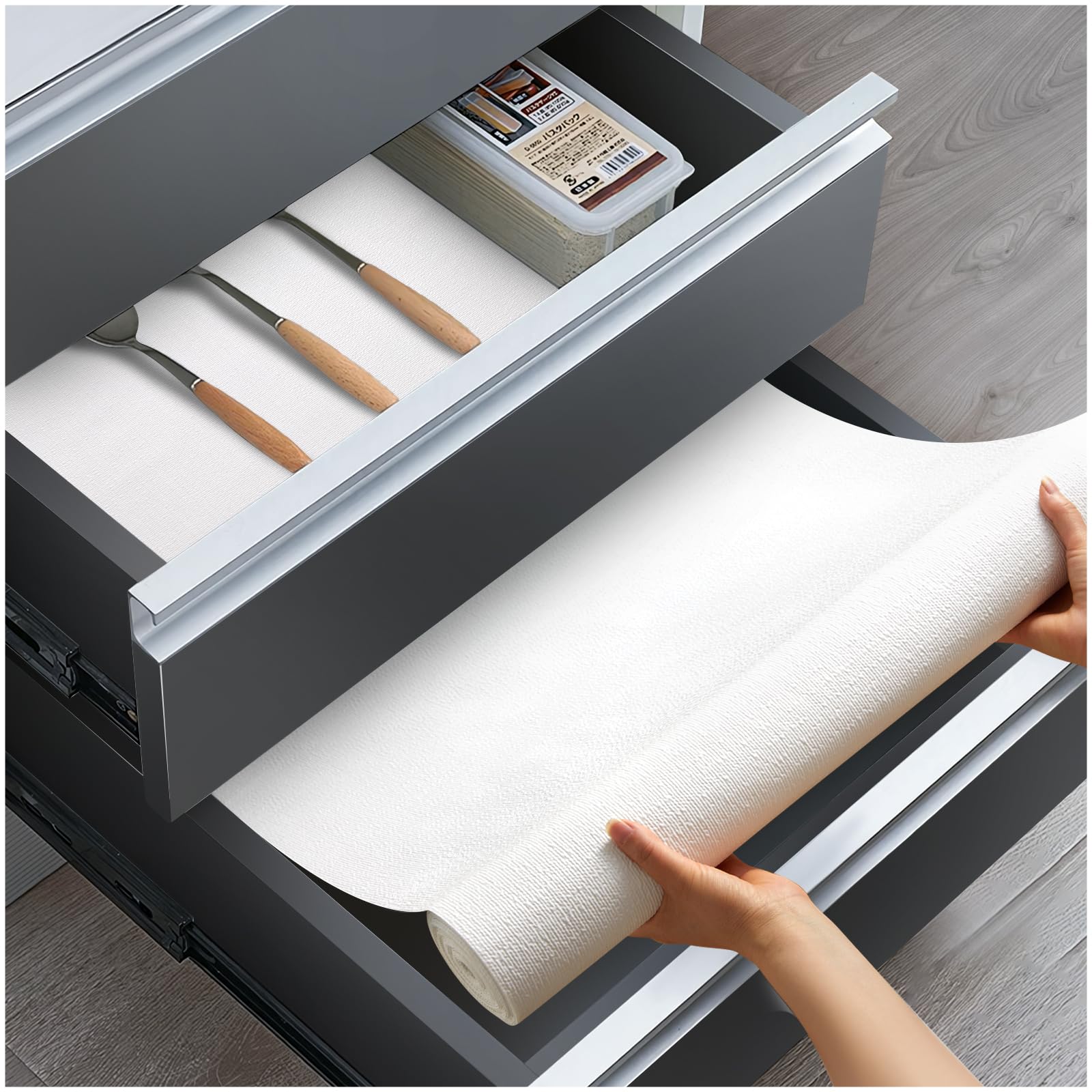 ALIUNI Shelf and Drawer Liner, Kitchen Cabinet Liners Non-Adhesive Thick Non-Slip Waterproof Washable Fragrant Mats Protect Dresser Shelves Cupboard Bathroom Cabinets, White, 12 in X 10 FT