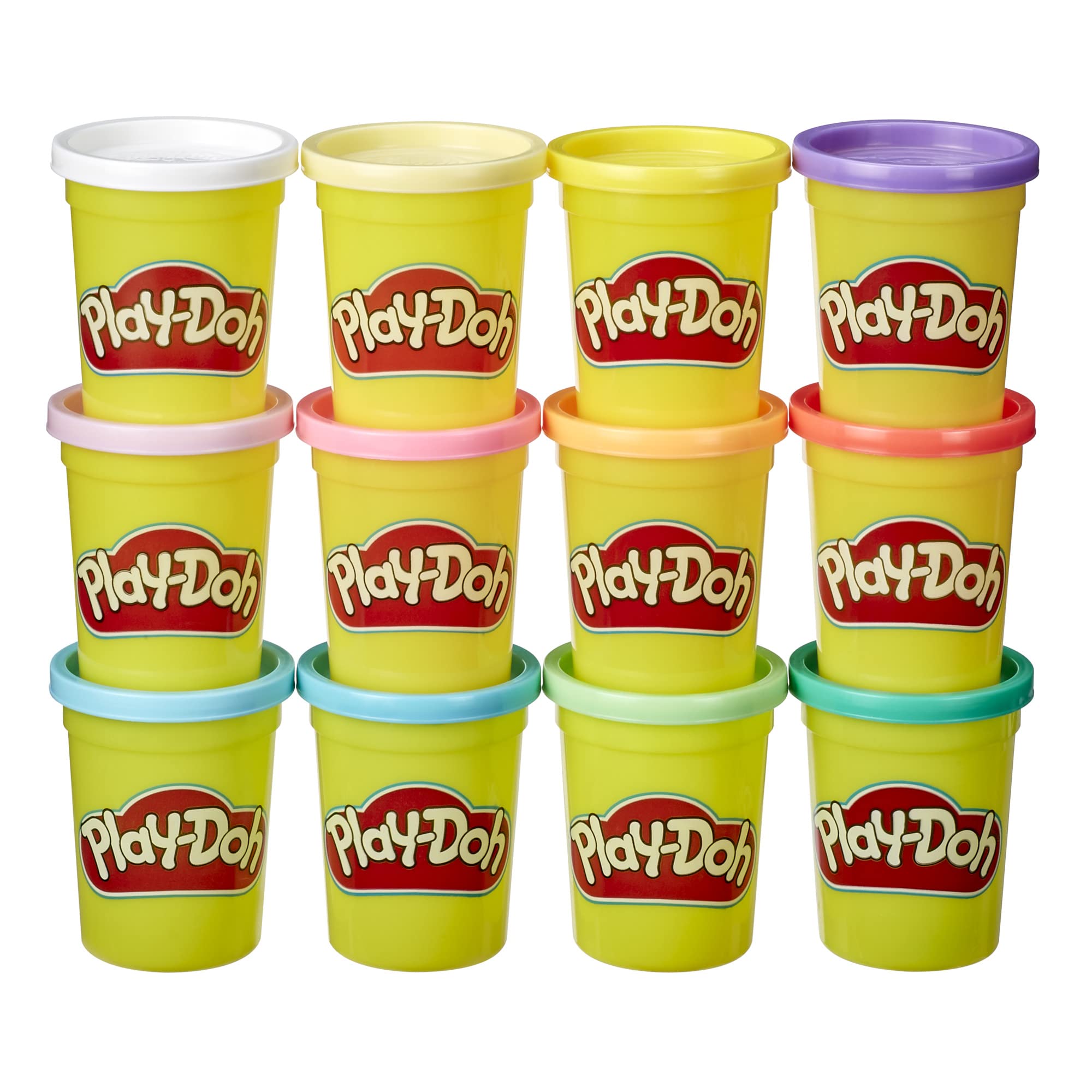 Play-Doh Pastel Colors Bulk 12-Pack of 4-Ounce Cans, Party Favors, Christmas Stocking Stuffers for Girls & Boys, Kids Arts & Crafts, Preschool Toys, Ages 2+