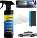 Sopami Car Coating Spray,Sopami Quick Effect Coating Agent,Sopami Quickly Coat Car Wax,Sopami Car Scratch Wax Polish Spray Waterless Wash,Sopami Oil Film Emulsion Glass Cleaner (1PC+Sponge+Cloth)